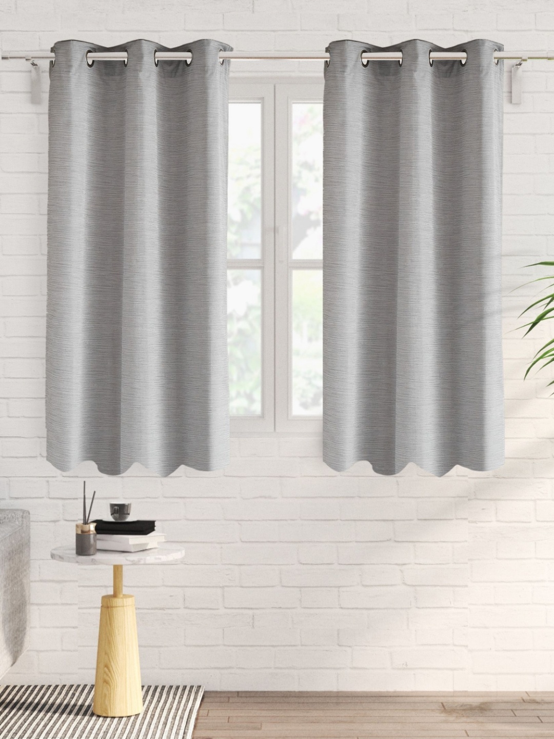 

Home Centre Drift Grey Set of 2 Black Out Window Curtains