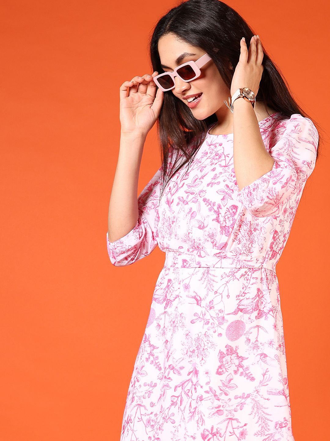 

V-Mart Cotton Floral Printed Dress, Pink