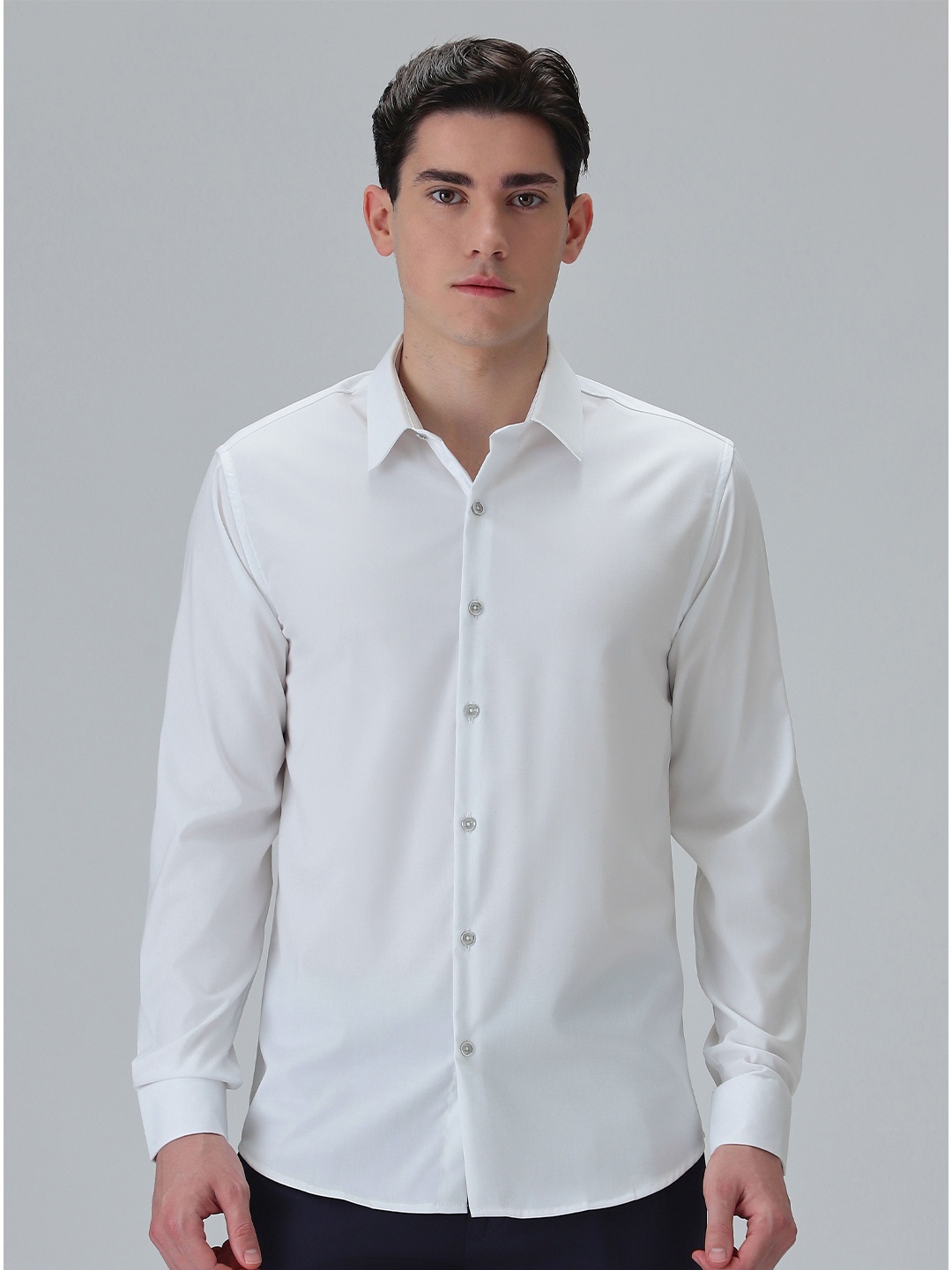 

Banana Club Melange White Wrinkle Free Shirt