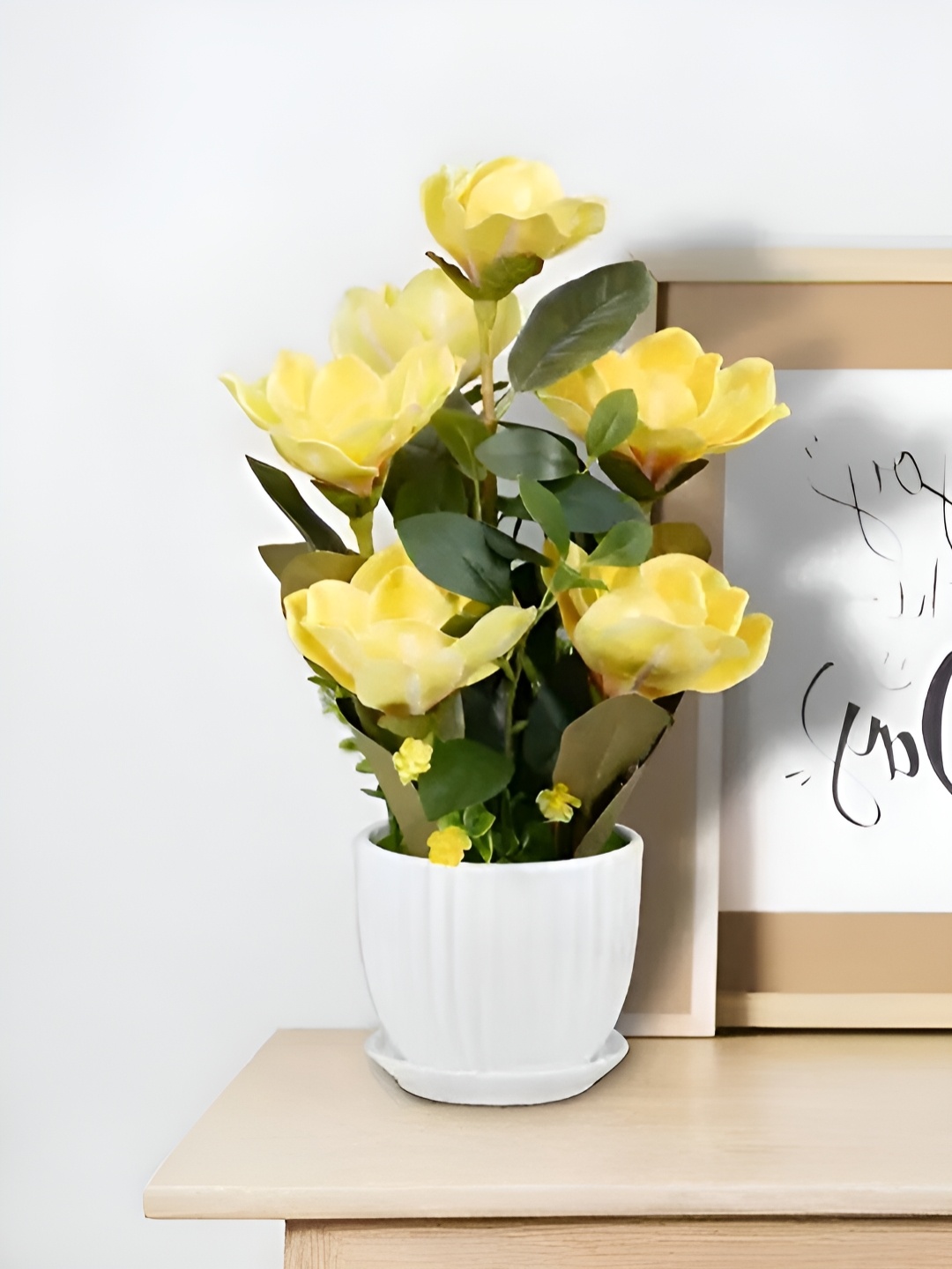 

Royaloak Yellow And Green Artificial Flower With Pot