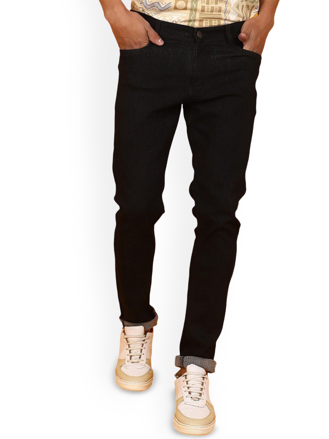 

INDIROCKS Men Mid-Rise Stretchable Jeans, Black
