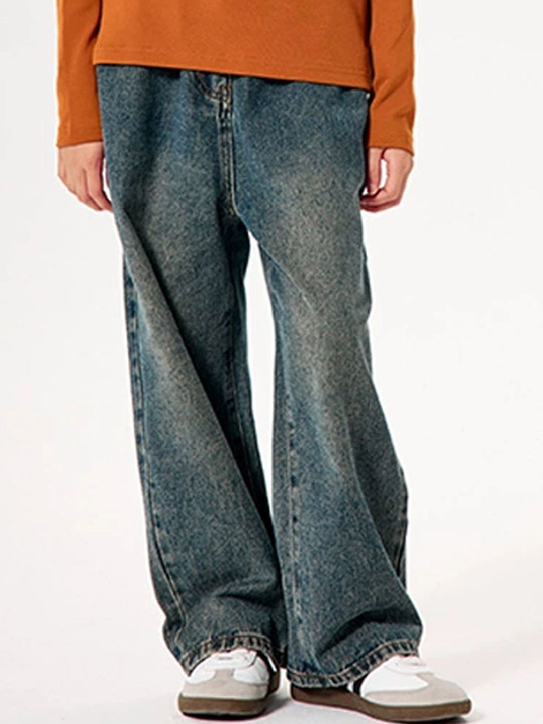 

LULU & SKY Girls Wide Leg High-Rise Low Distress Light Fade Jeans, Blue