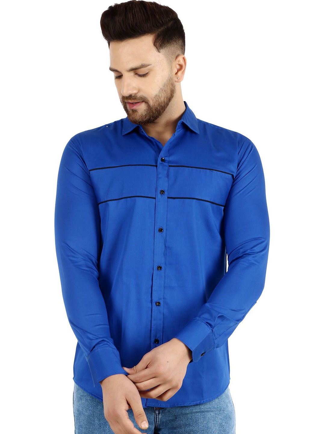 

Metronaut Men Semi Sheer Casual Shirt, Navy blue