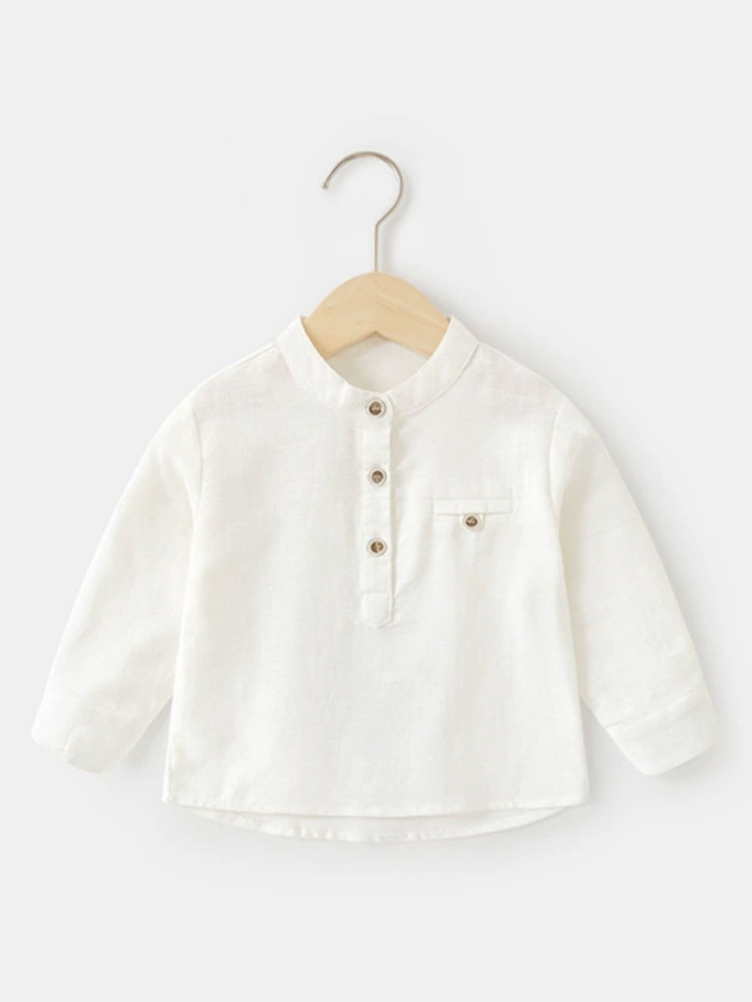 

LULU & SKY Girls Solid Henley Neck Cotton Relaxed Fit T-shirt, White