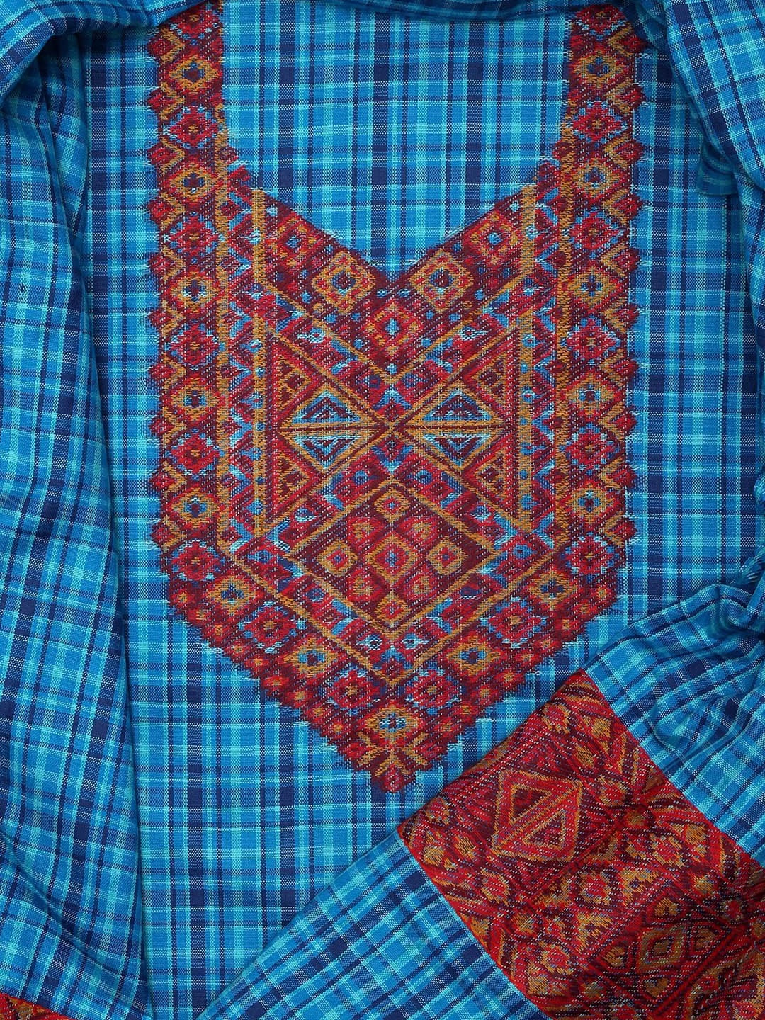 

Tones-N-Shades Ethnic Motifs Printed Unstitched Dress Material, Blue