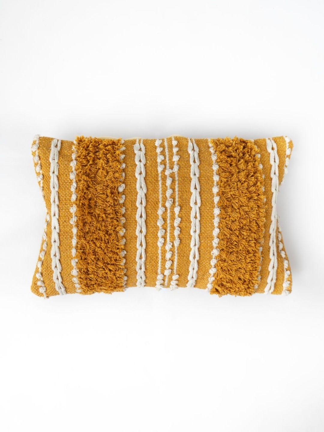

Rya Living Yellow & White Geometric Embroidered Rectangle Sunset Ember Cushion Cover