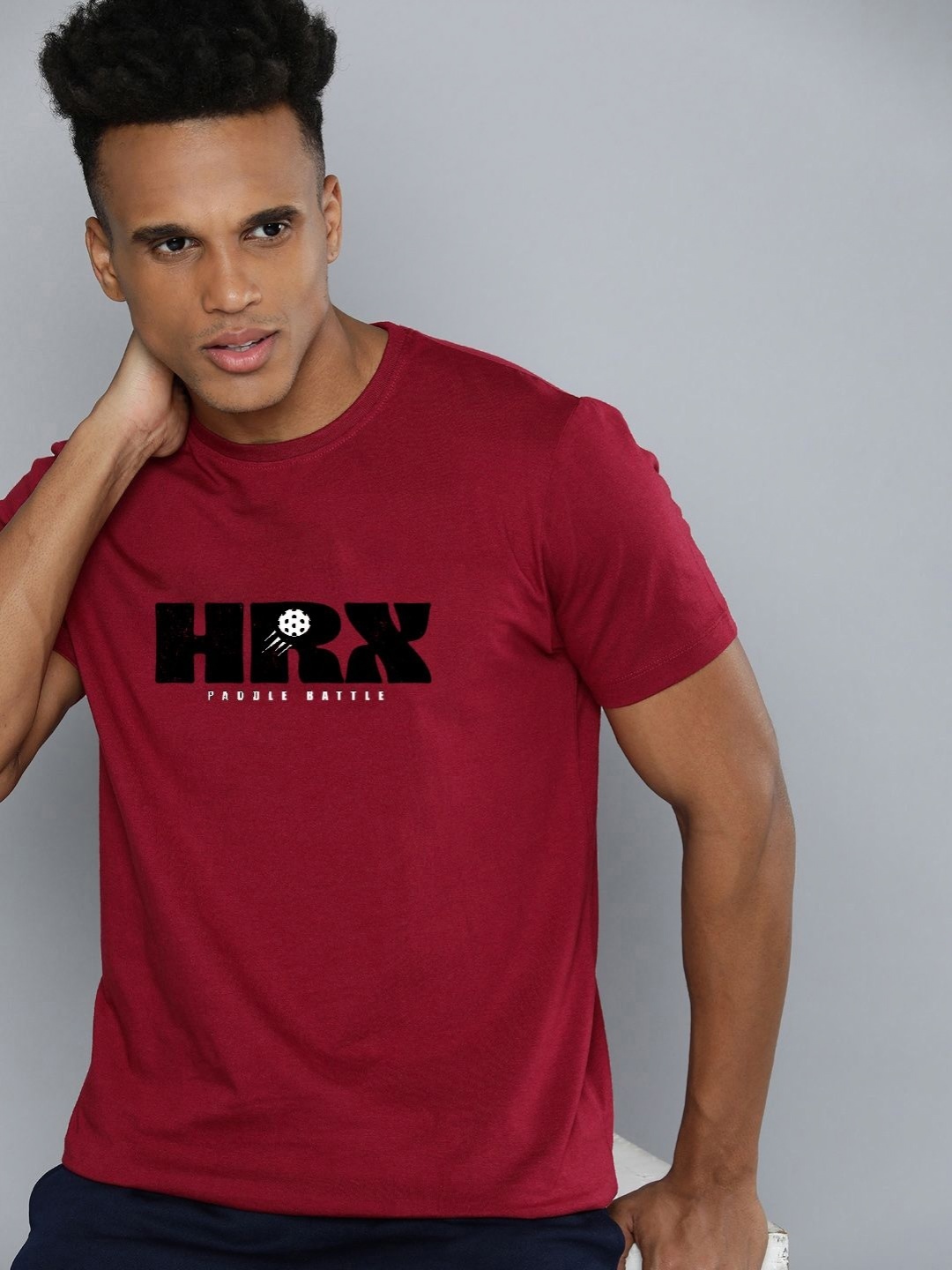 

HRX by Hrithik Roshan Men Typography Printed Round Neck Cotton T-shirt, Maroon