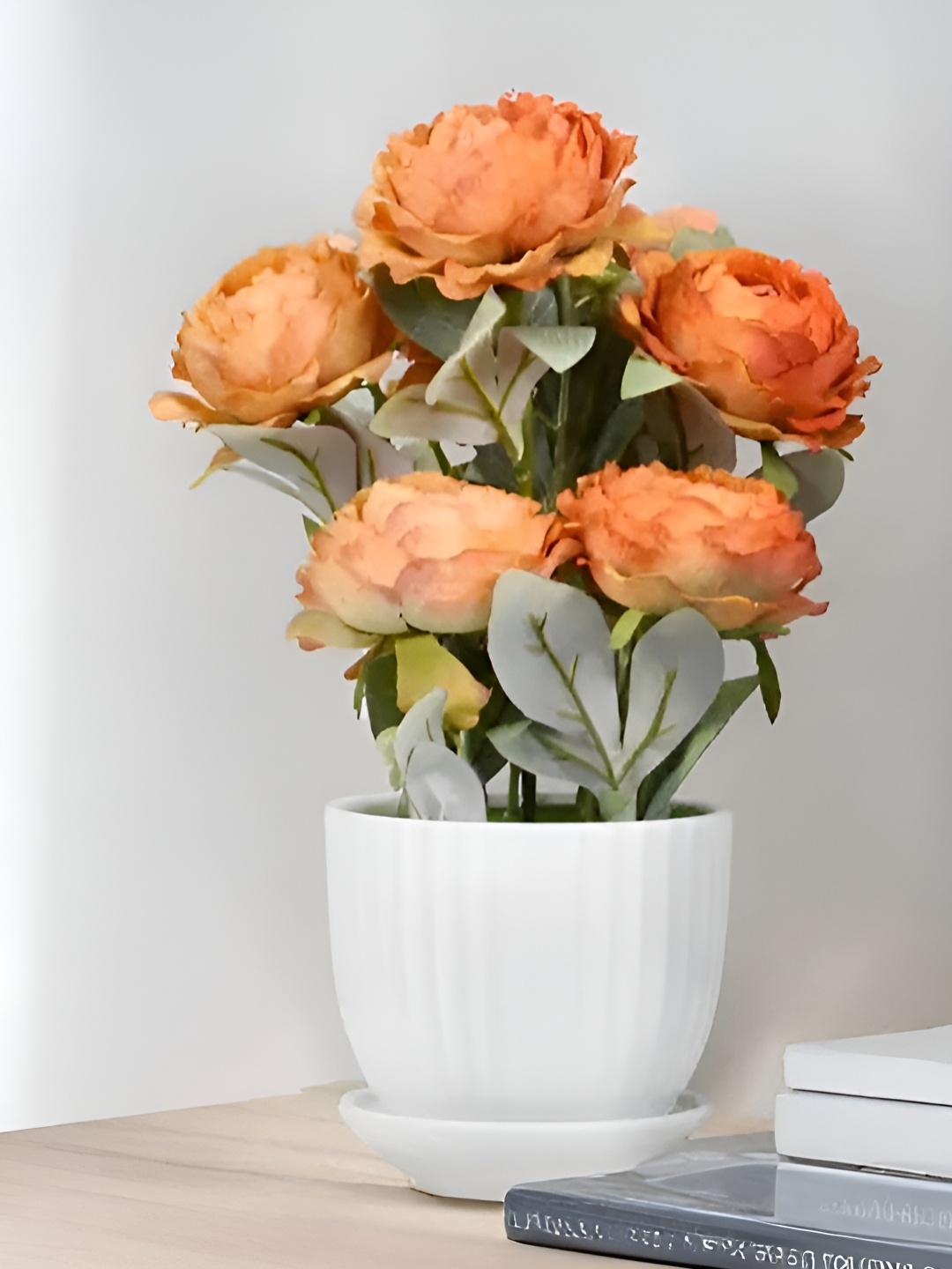 

Royaloak Orange & Green Nine Heads Peony Artificial Flower