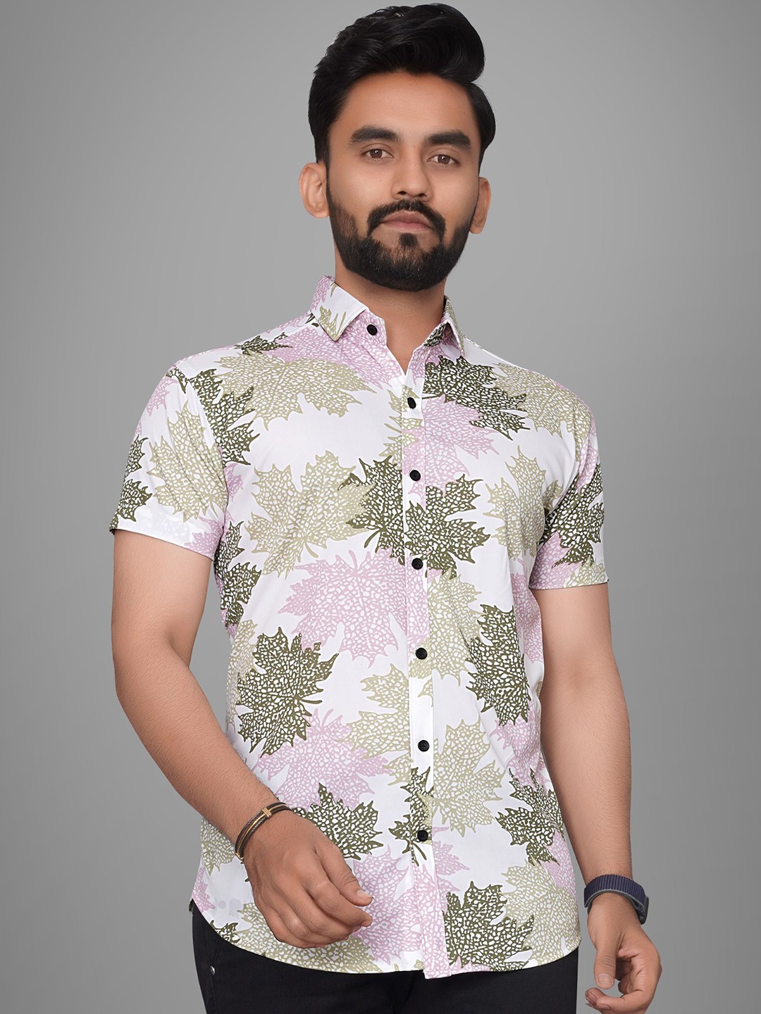 

Metronaut Men Regular Fit Spread Collar Floral Printed Cotton Casual Shirt, White