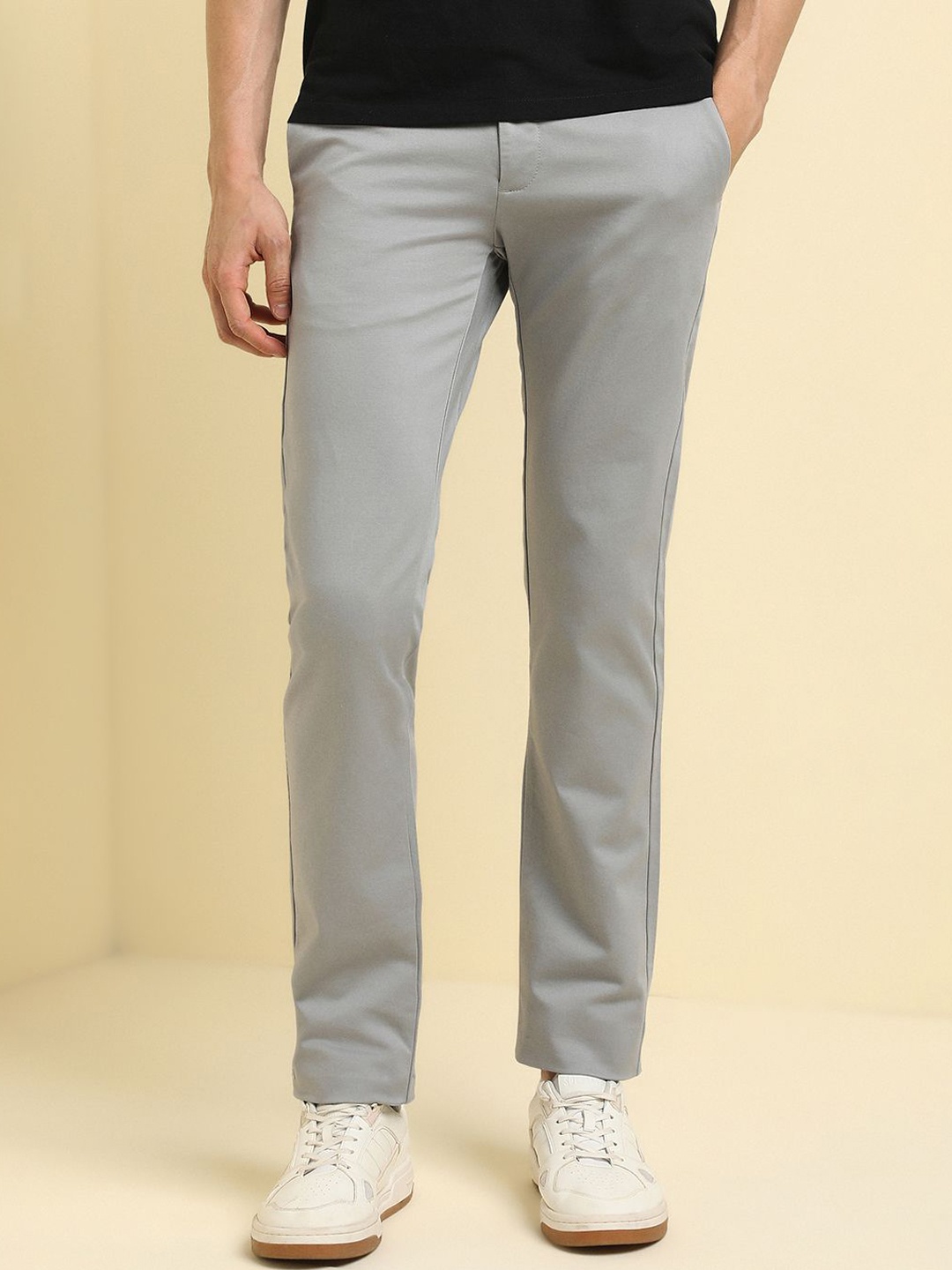 

Allen Solly Men Slim Fit Mid-Rise Trousers, Grey