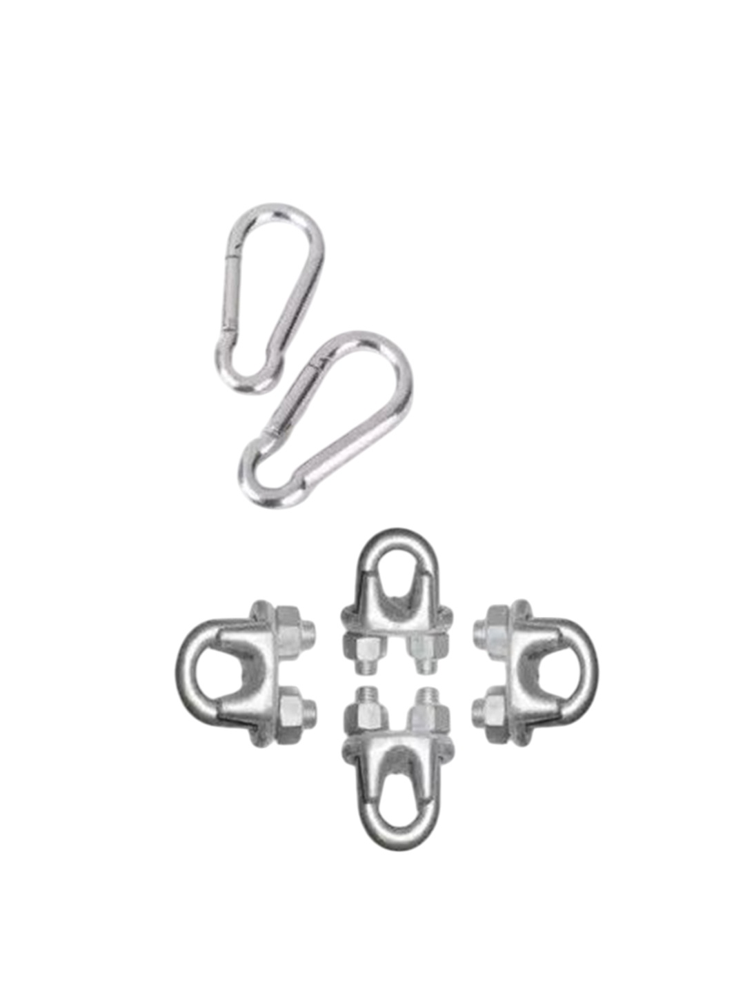 

HackerX 6-Pcs Gym Wire U Lock With Snap Hooks, Silver