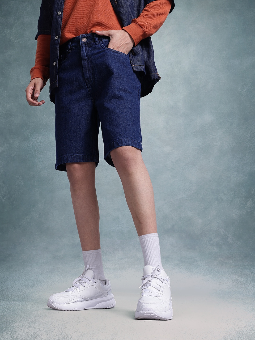 

The Roadster Life Co. Men Relaxed Fit Denim Shorts, Navy blue