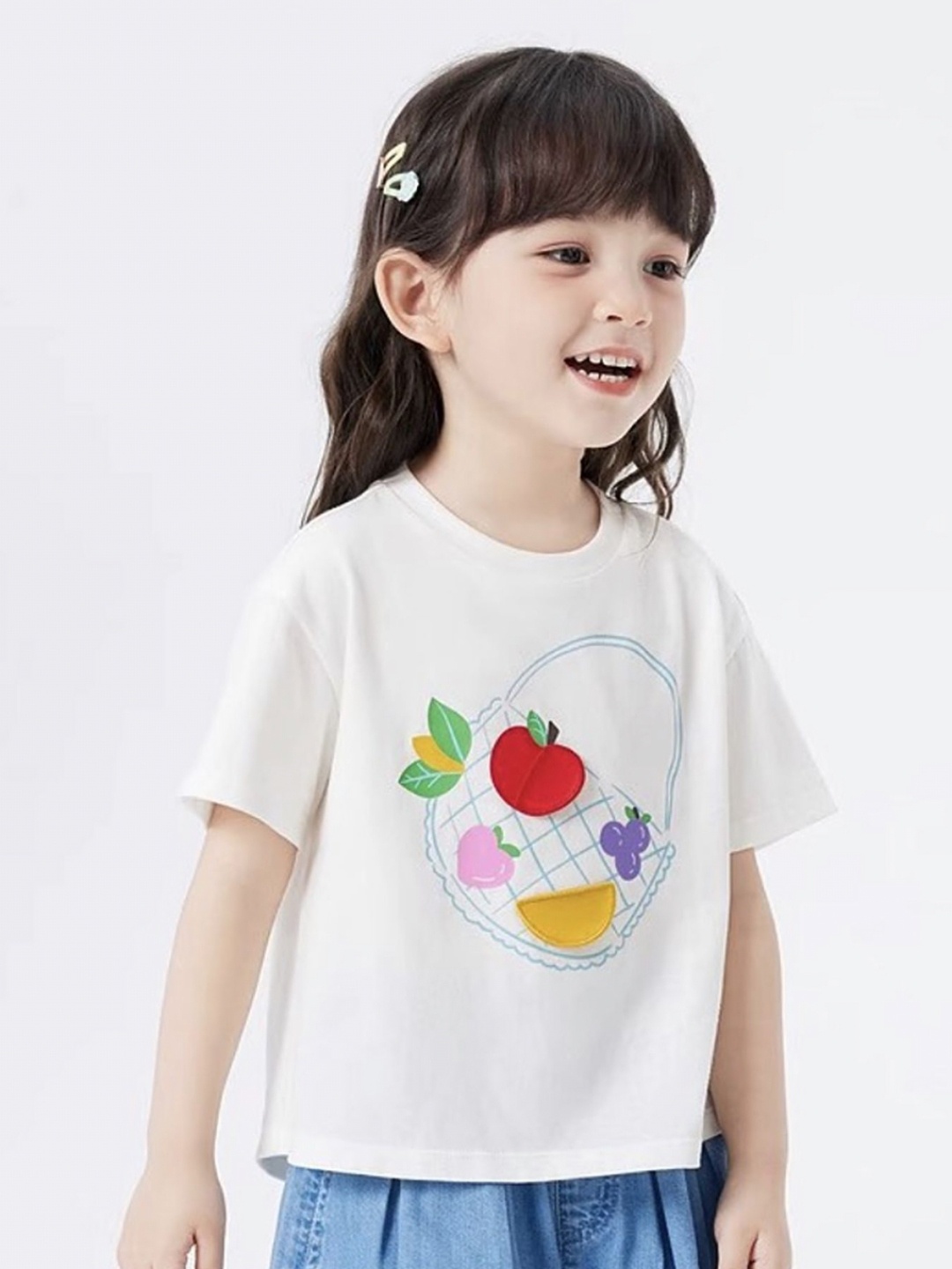 

LULU & SKY Girls Graphic Printed Round Neck Cotton Oversized T-shirt, White