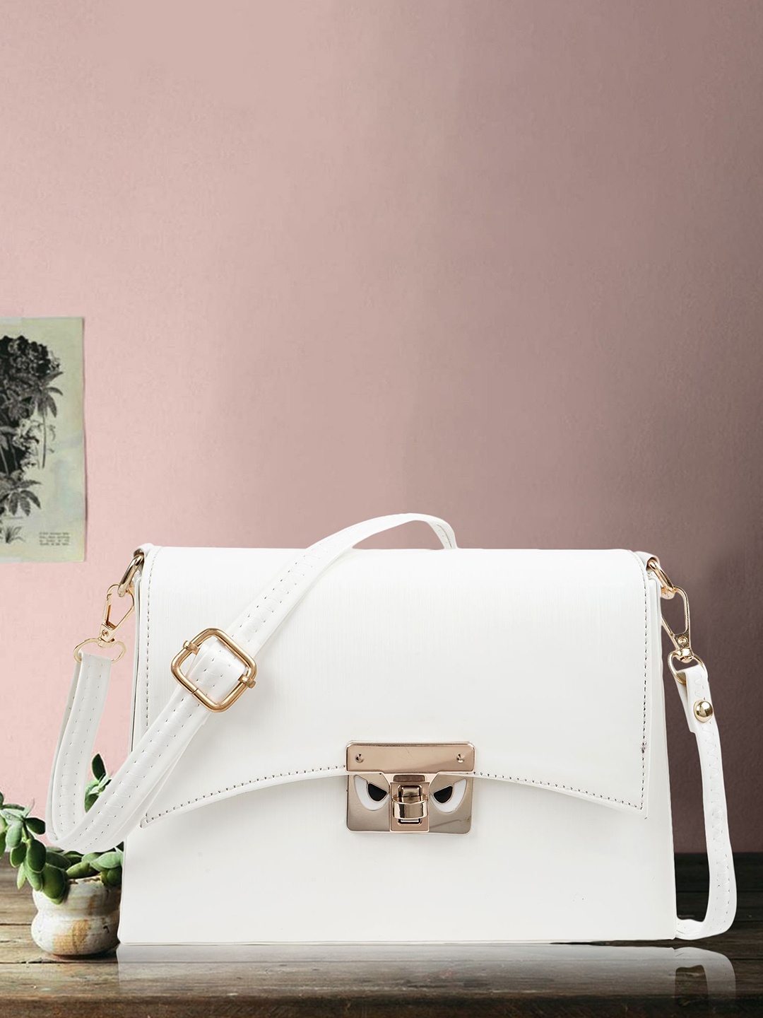 

SPOTIC Women Solid Crossbody Leather Sling Bag, White