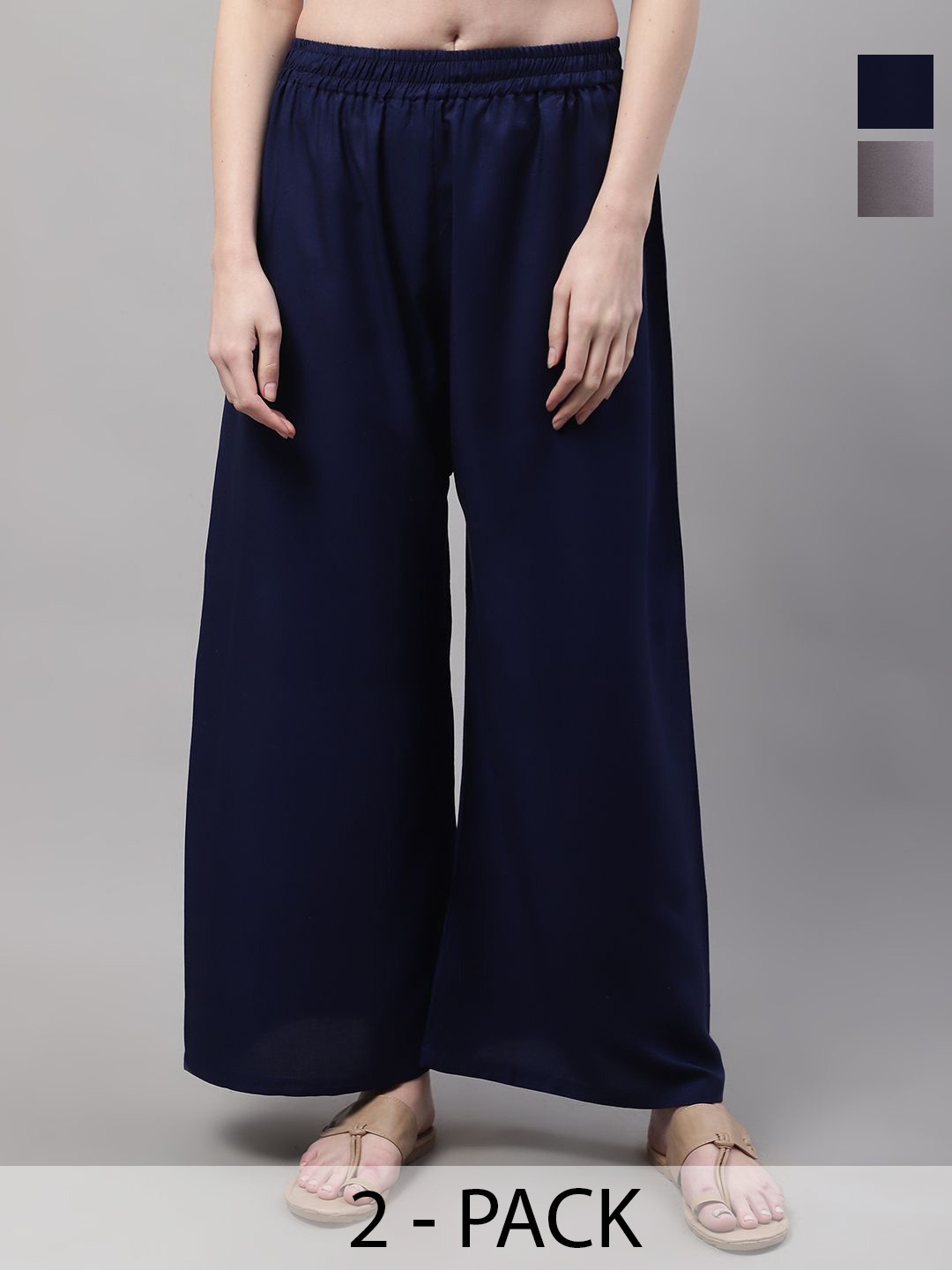 

Valles365 by S.C. Women Pack Of 2 Flared Ethnic Palazzos, Blue