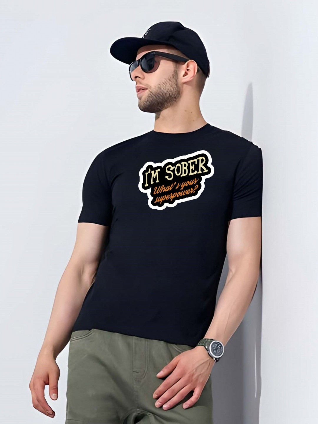 

Moda Rapido Men Typography Printed Round Neck Cotton T-shirt, Black