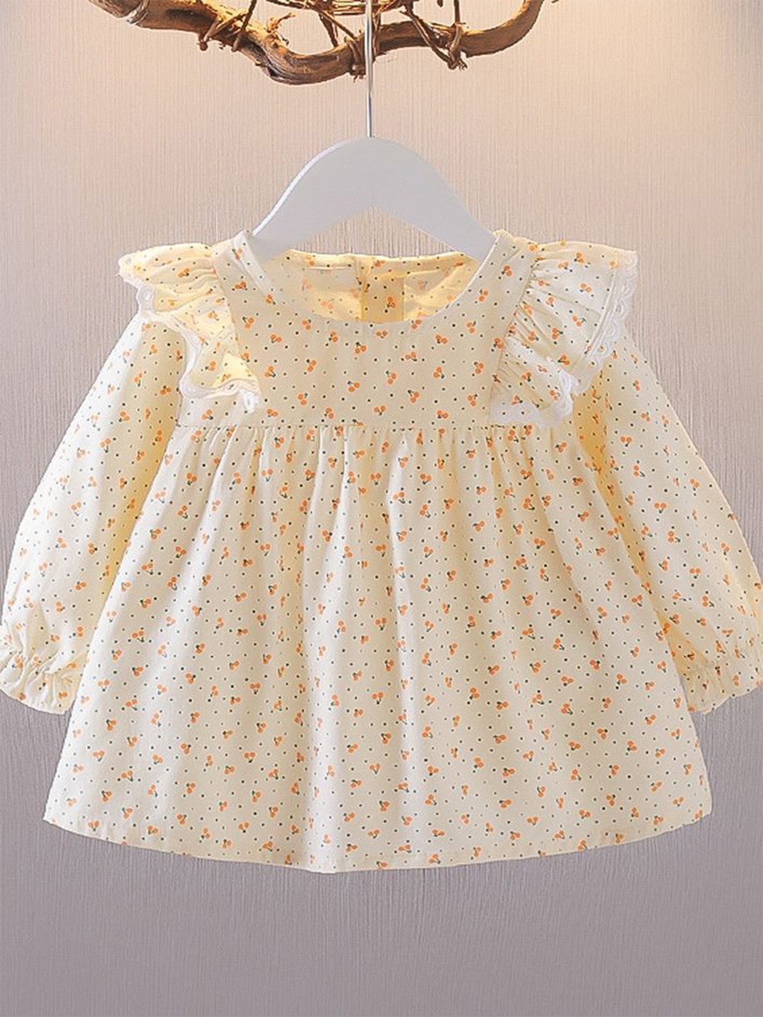 

LULU & SKY Girls Floral Printed Fit & Flare Dress, Orange