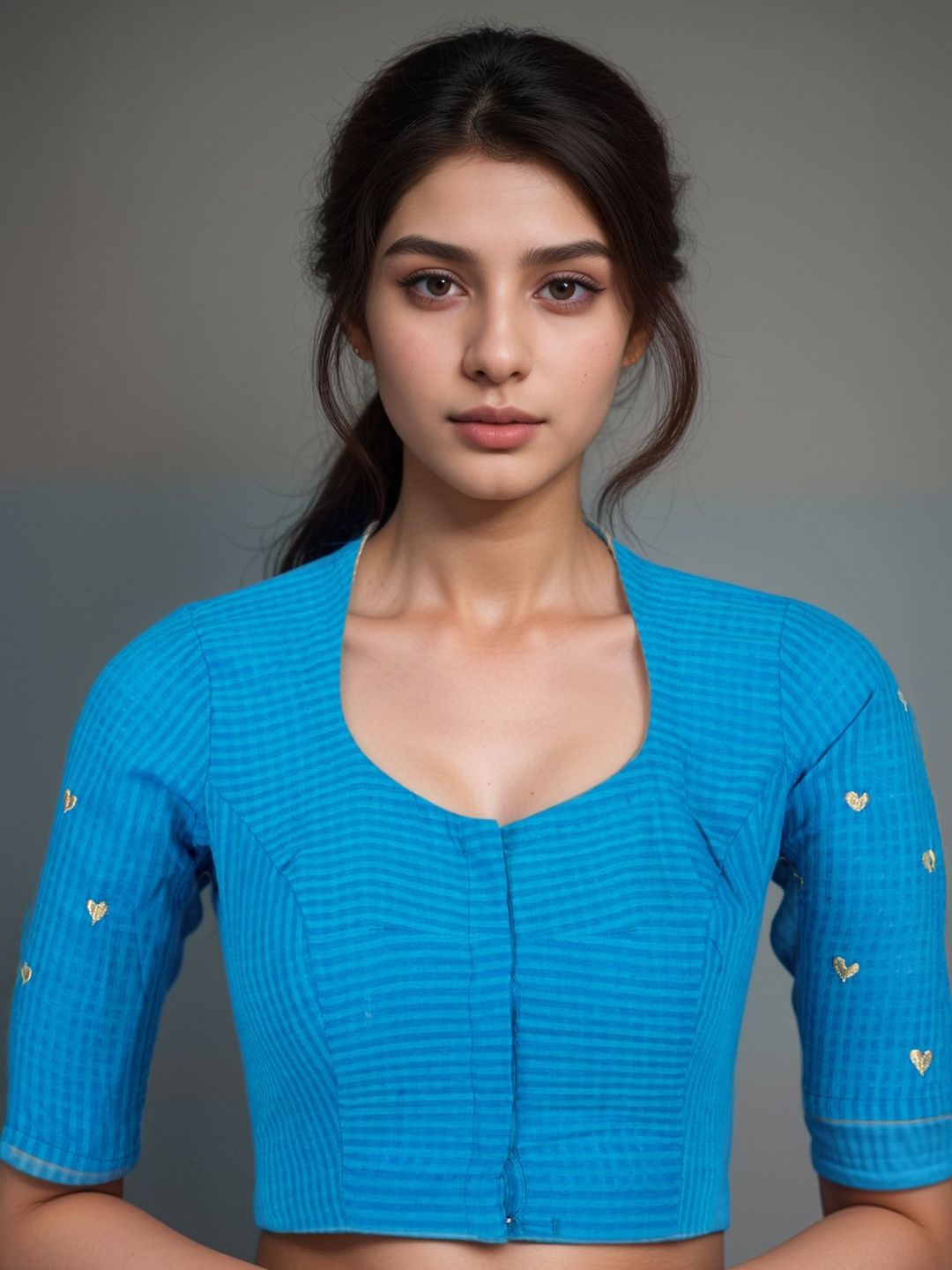

Avishya Slub Cotton Woven Design Saree Blouse, Blue