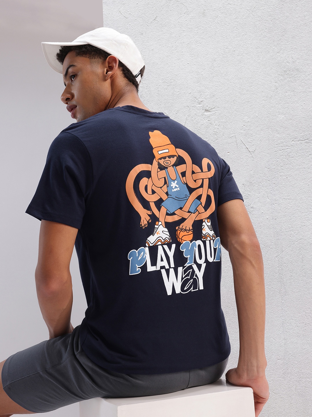 

HRX by Hrithik Roshan Graphic Printed T-shirt, Navy blue