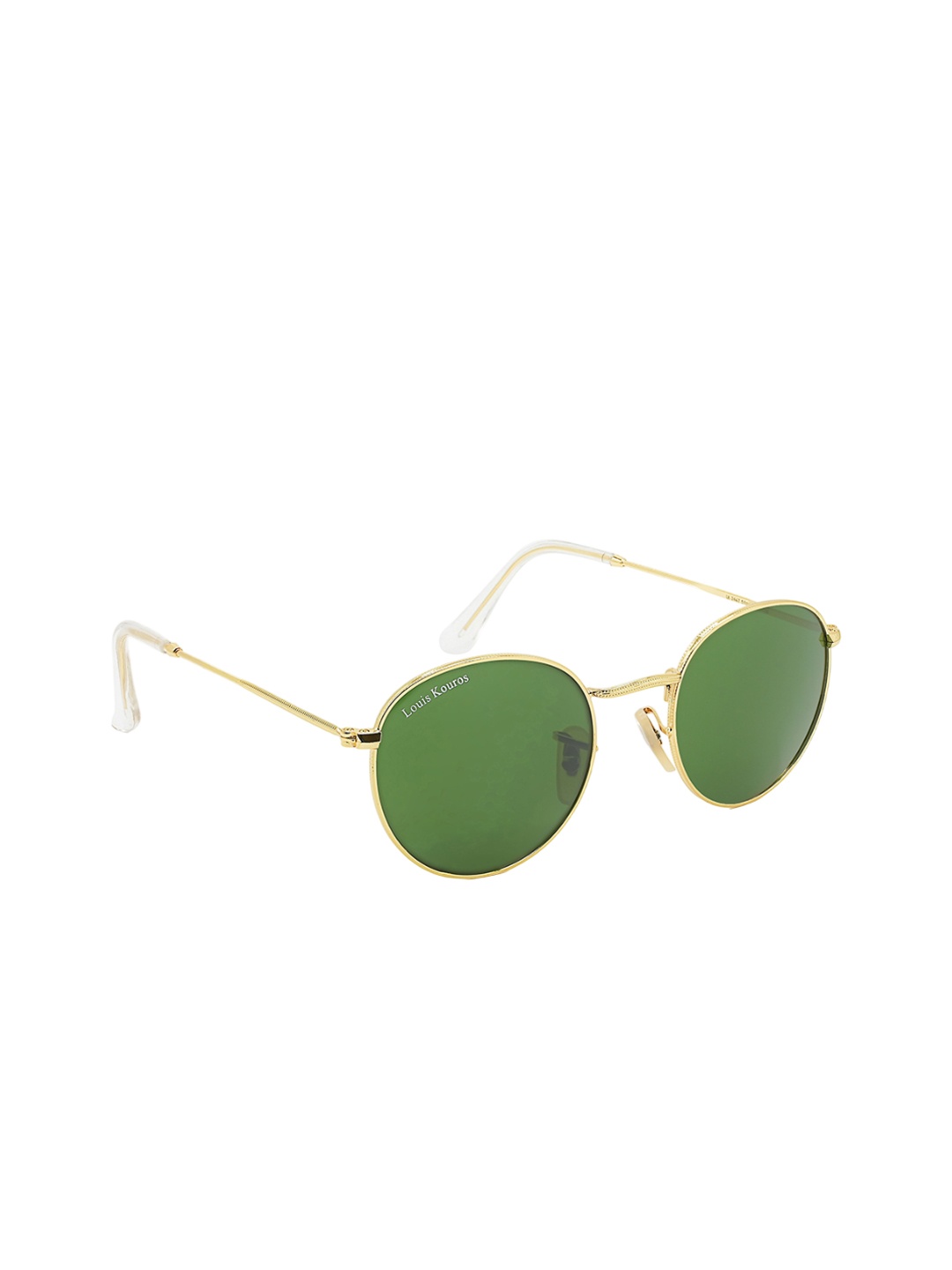 

LOUIS KOUROS Unisex Round Sunglasses with UV Protected Lens SUN-LK-3447-GRN1GLD-M, Green