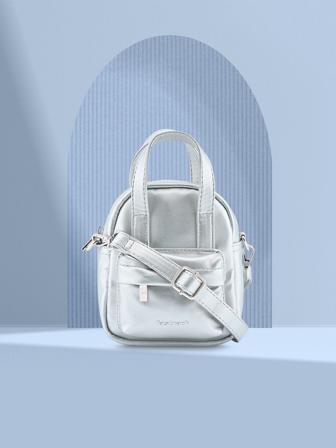 

Fastrack Women Solid Crossbody Sling Bag, Silver
