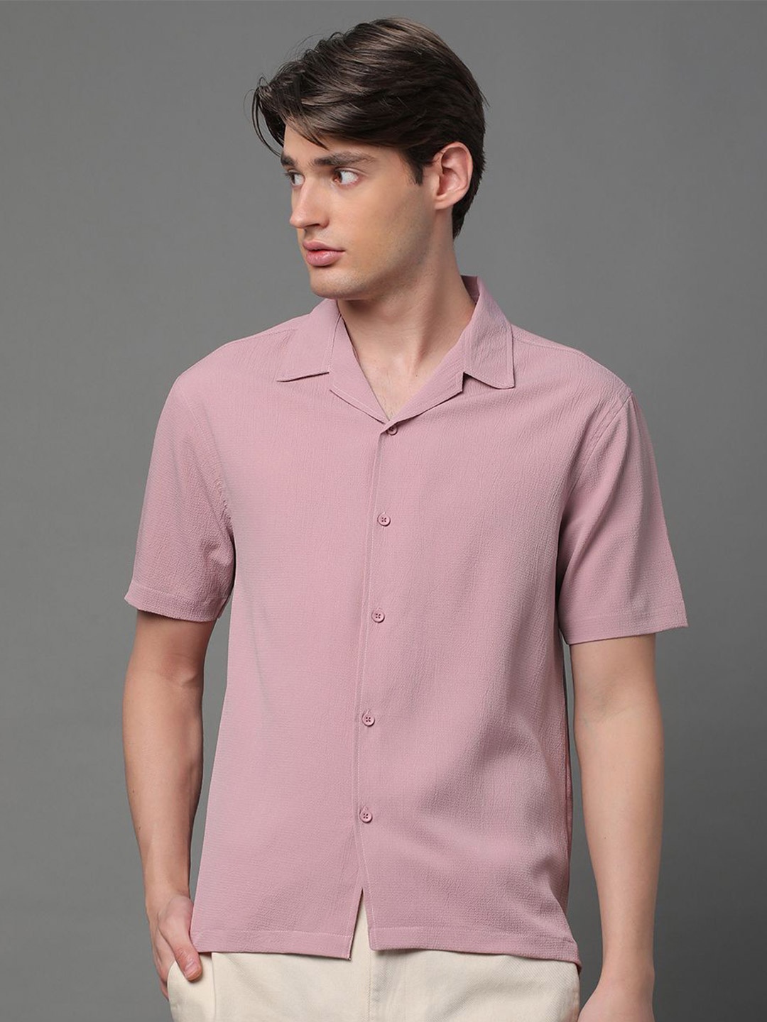 

Metronaut Men Semi Sheer Printed Casual Shirt, Rust