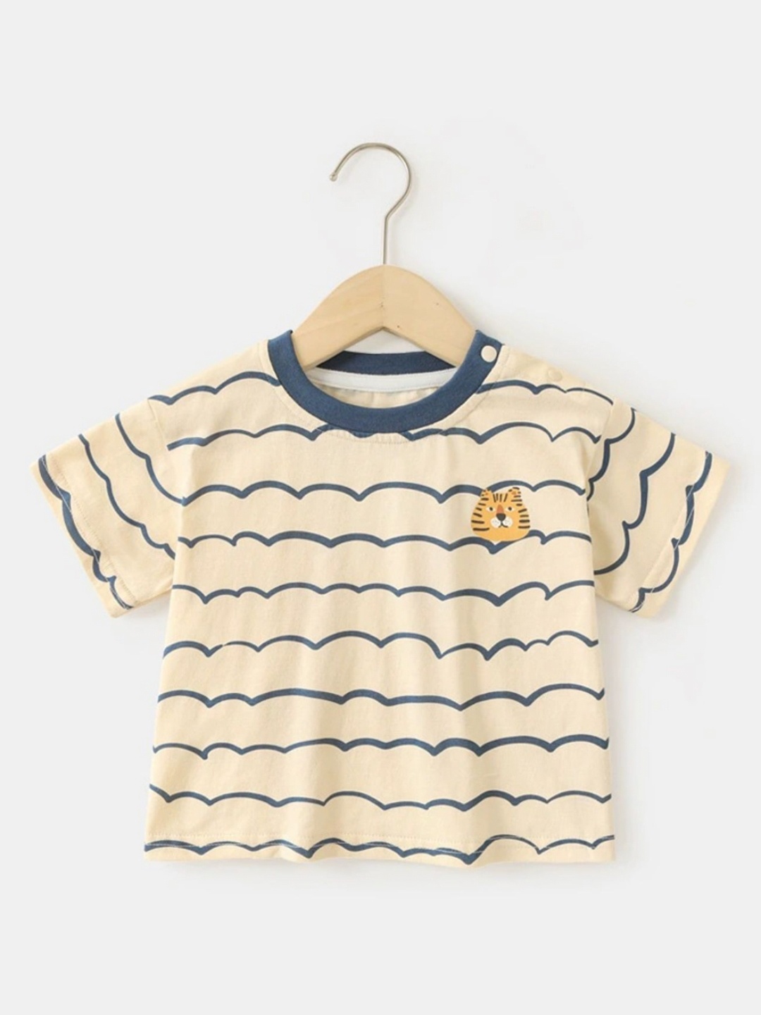 

LULU & SKY Girls Striped Round Neck Cotton T-shirt, Yellow