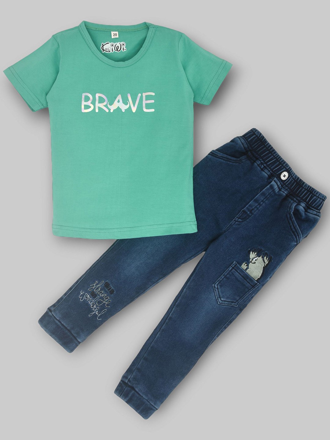 

BAESD Boys Printed T-shirt with Trousers, Blue