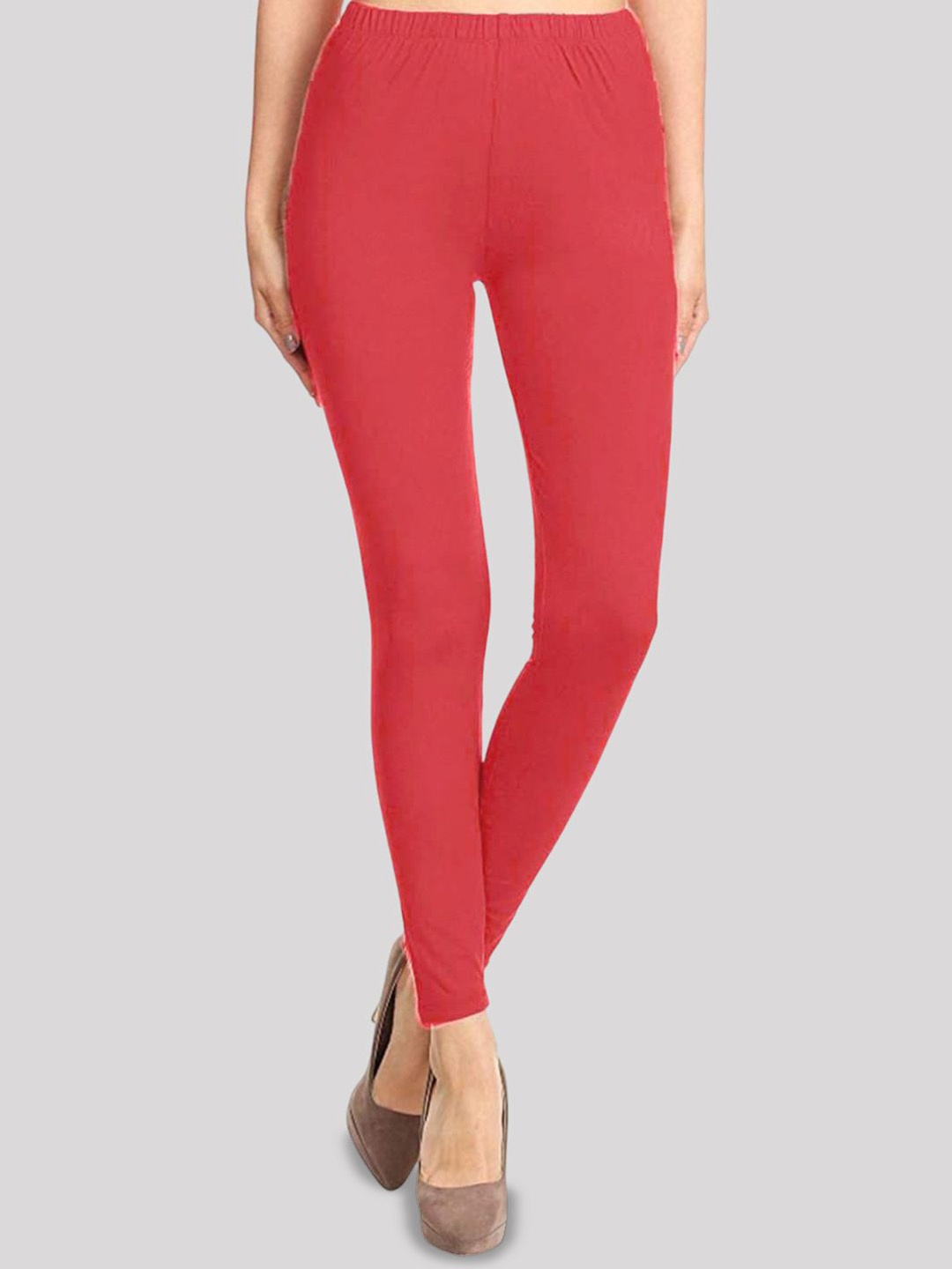 

Jaanvi Women Slim Fit Stretch Ankle Length Leggings, Red
