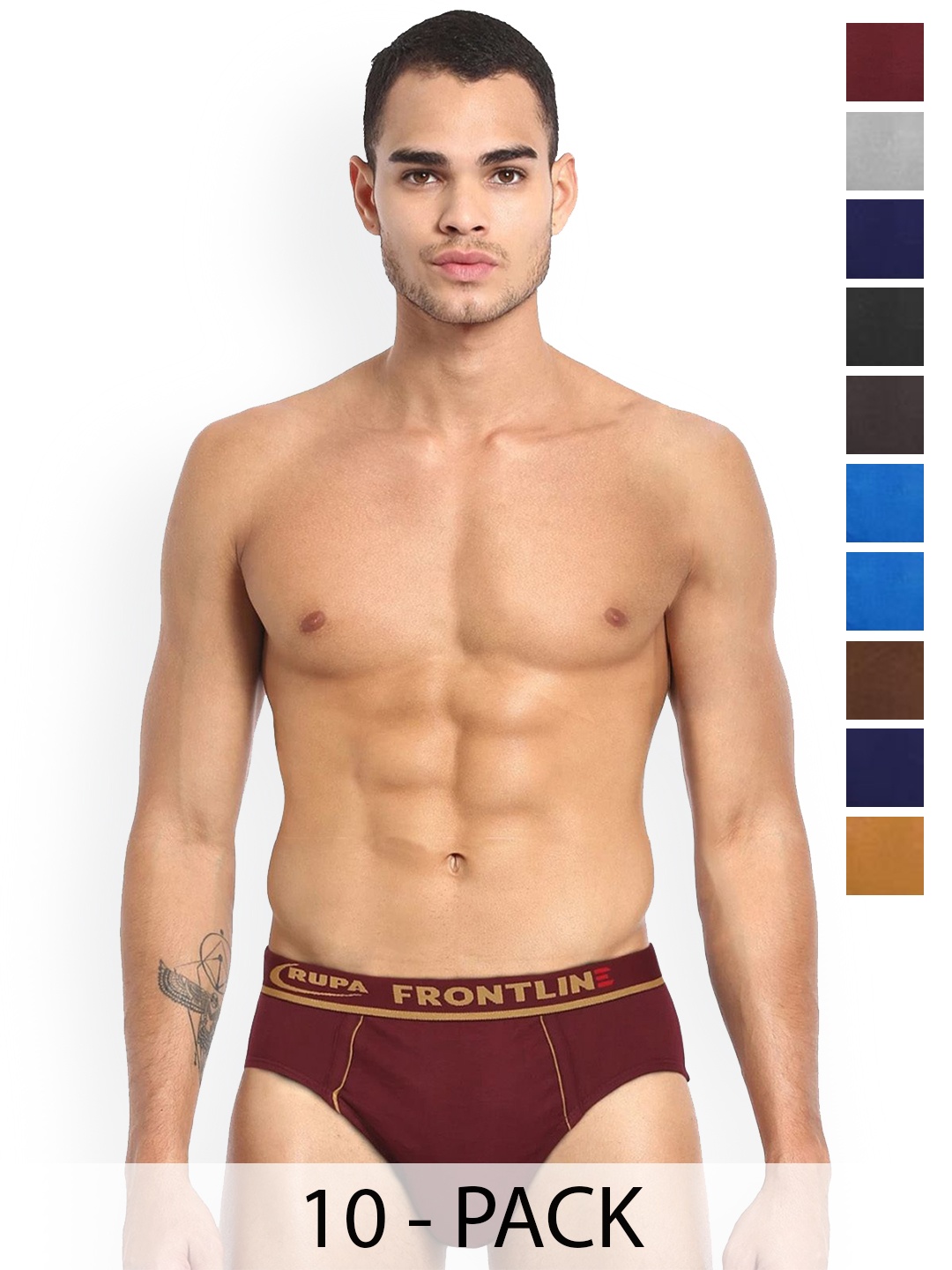 

Rupa Pack Of 10 Assorted Pure Cotton Basic Briefs - Frontline-Expando-Plain-10--75