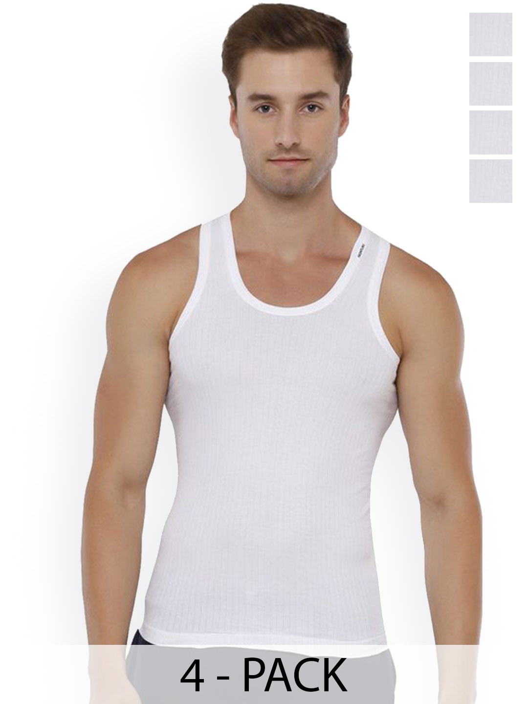 

Rupa Pack Of 4 Pure Cotton Innerwear Vests Frontline-Xing-Whit-RN-4-85, White