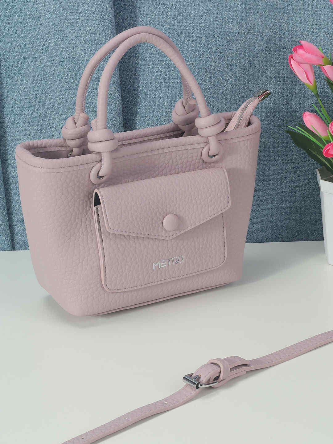 

Metro Structured Satchel with Bow Detail, Purple