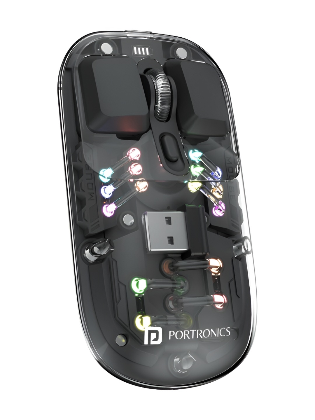 

Portronics Toad 5 Transparent Bluetooth Mouse With 2.4 GHz & BT 5.3 Dual Wireless, Black