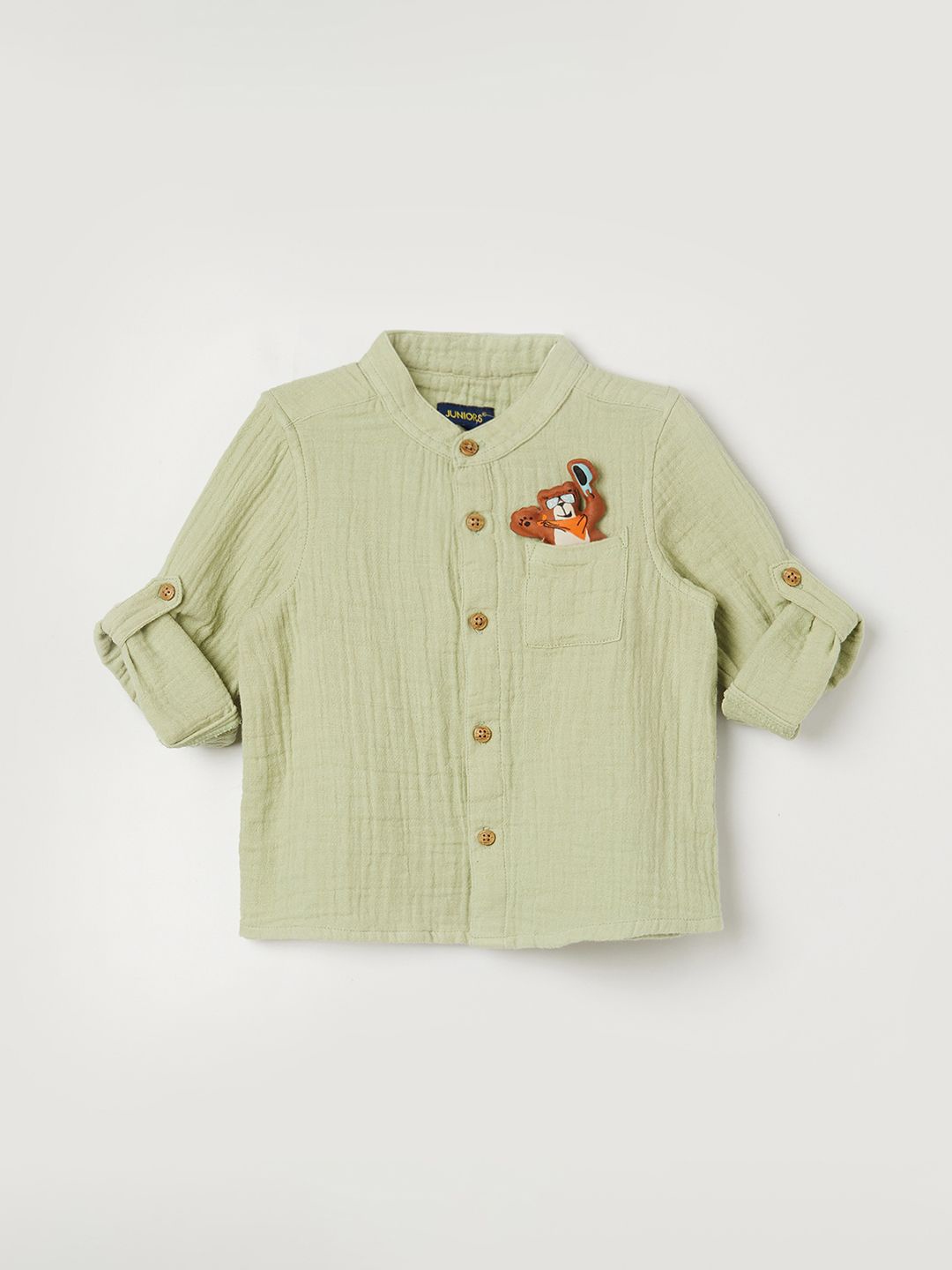 

Juniors by Lifestyle Boys Band Collar Textured Cotton Casual Shirt, Olive