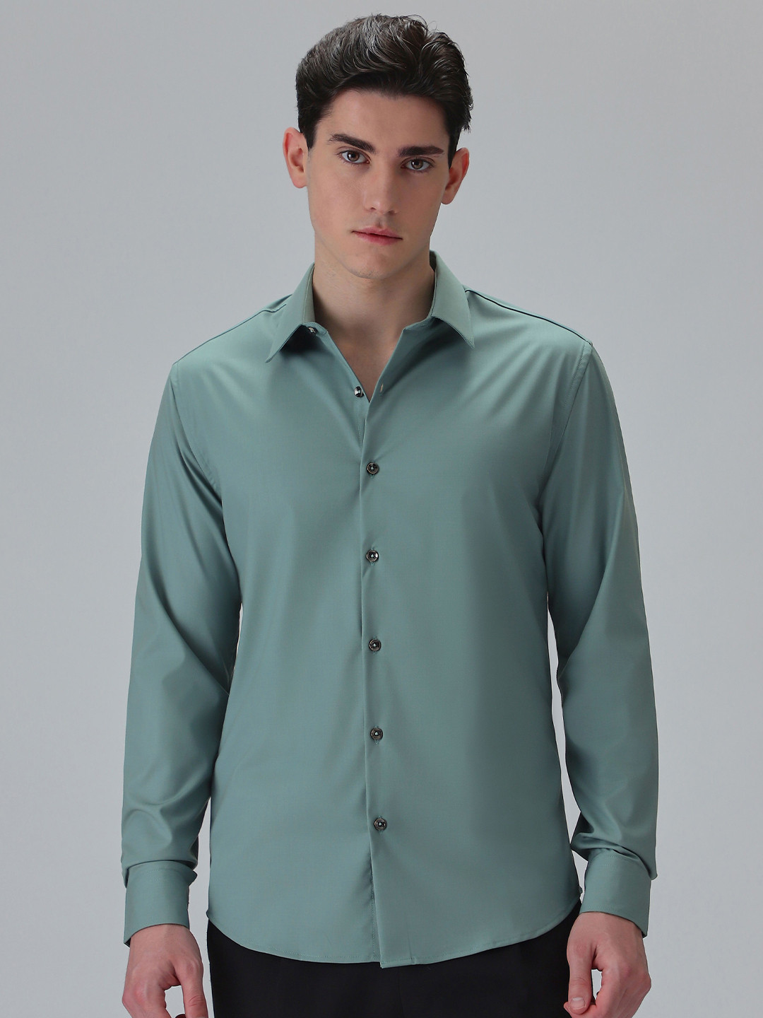 

Banana Club Melange Green Wrinkle Free Shirt