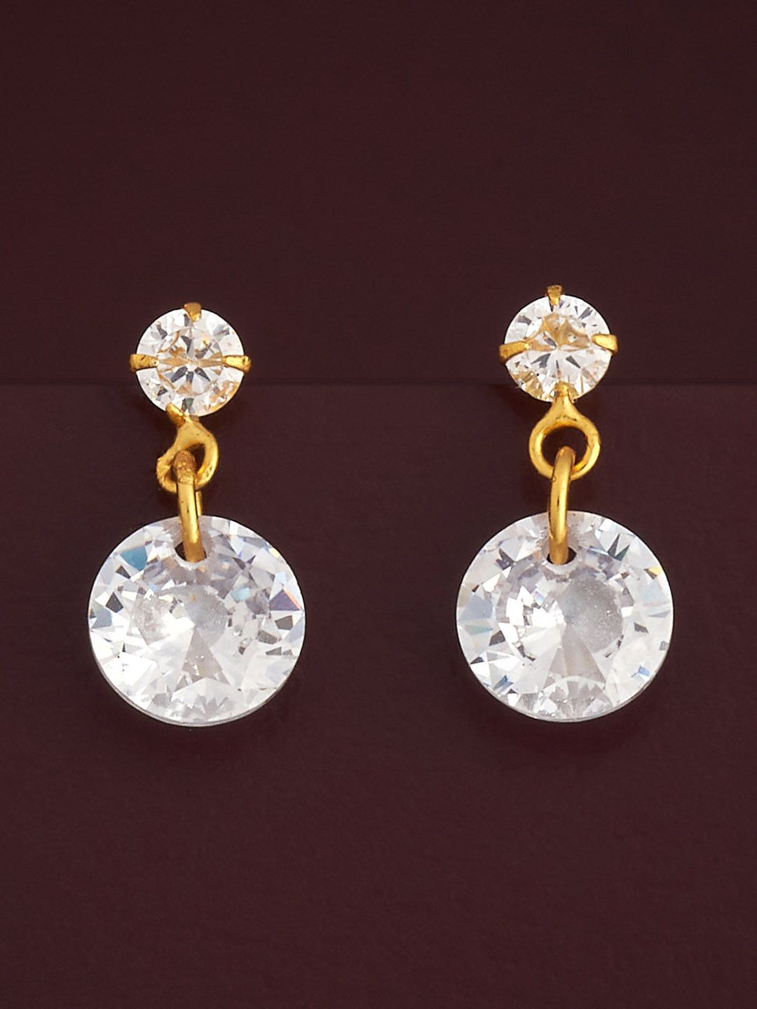 

Kushal's Fashion Jewellery 92.5 Silver Gold-Plated Classic CZ-Studded Drop Earrings