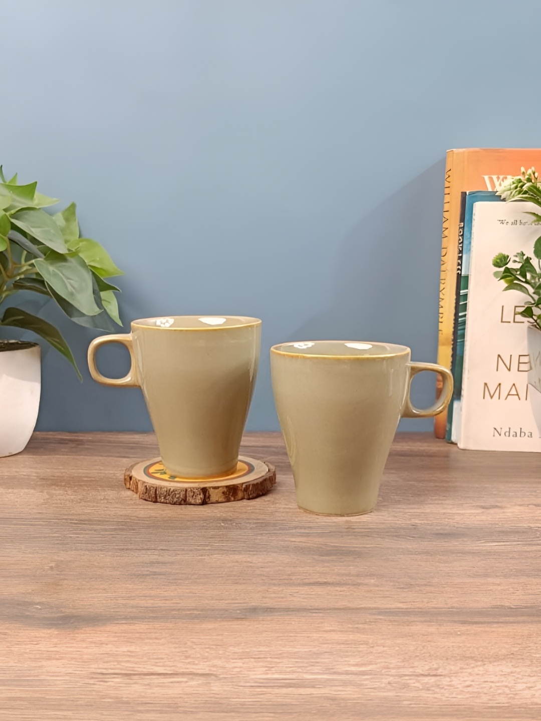 

Myntra Elegant Homes Beige 2 Pieces Glossy Microwave Safe Mugs - 225 ml Each