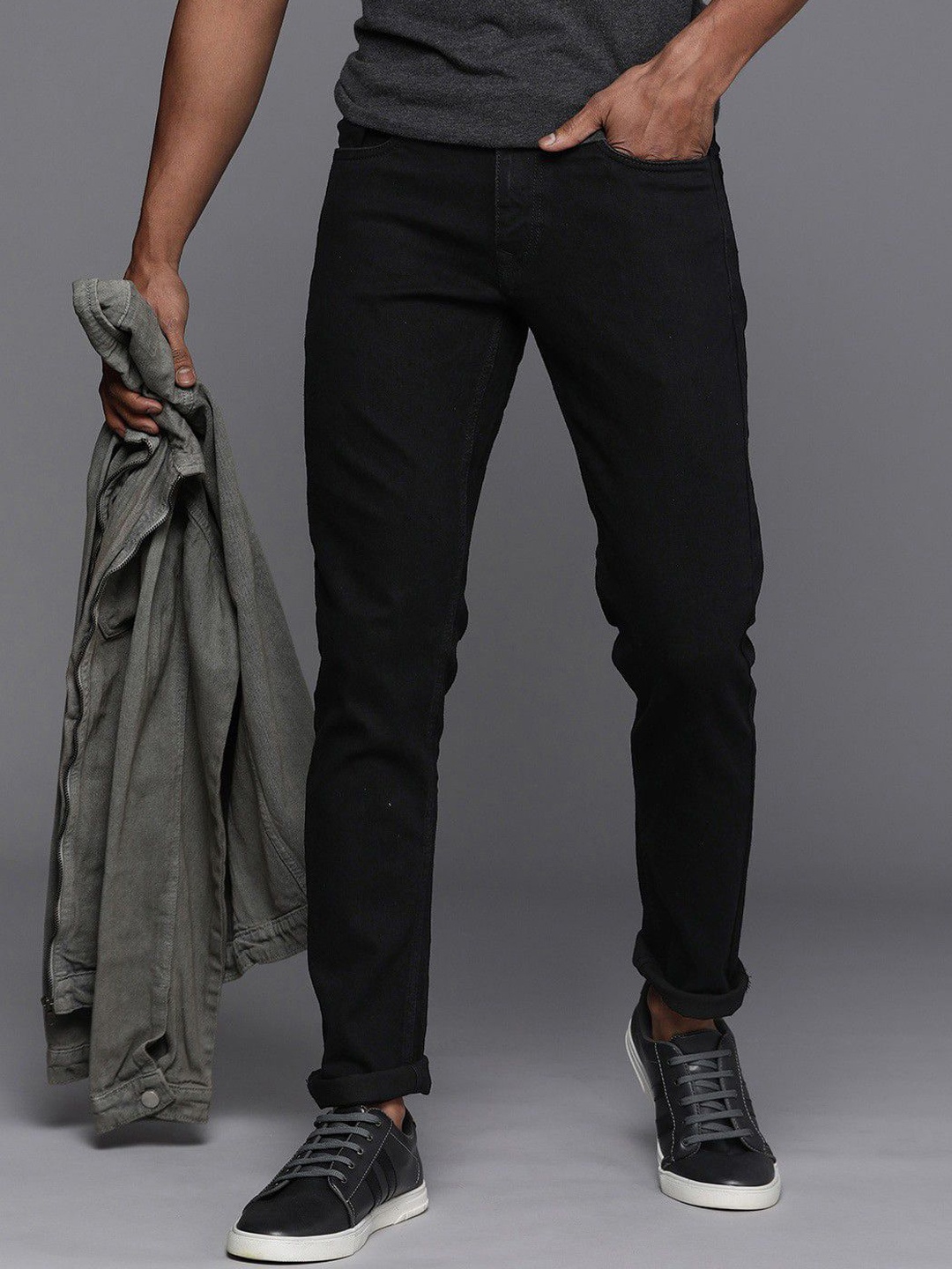 

ComfyStyle Men Mid-Rise Clean Look Regular Fit Stretchable Jeans, Black