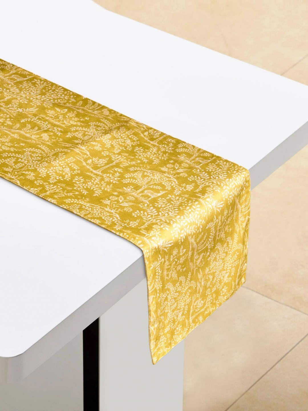 

Home Centre Drake Harvey Yellow & White Floral Printed Anti-Skid Reversible Table Runner