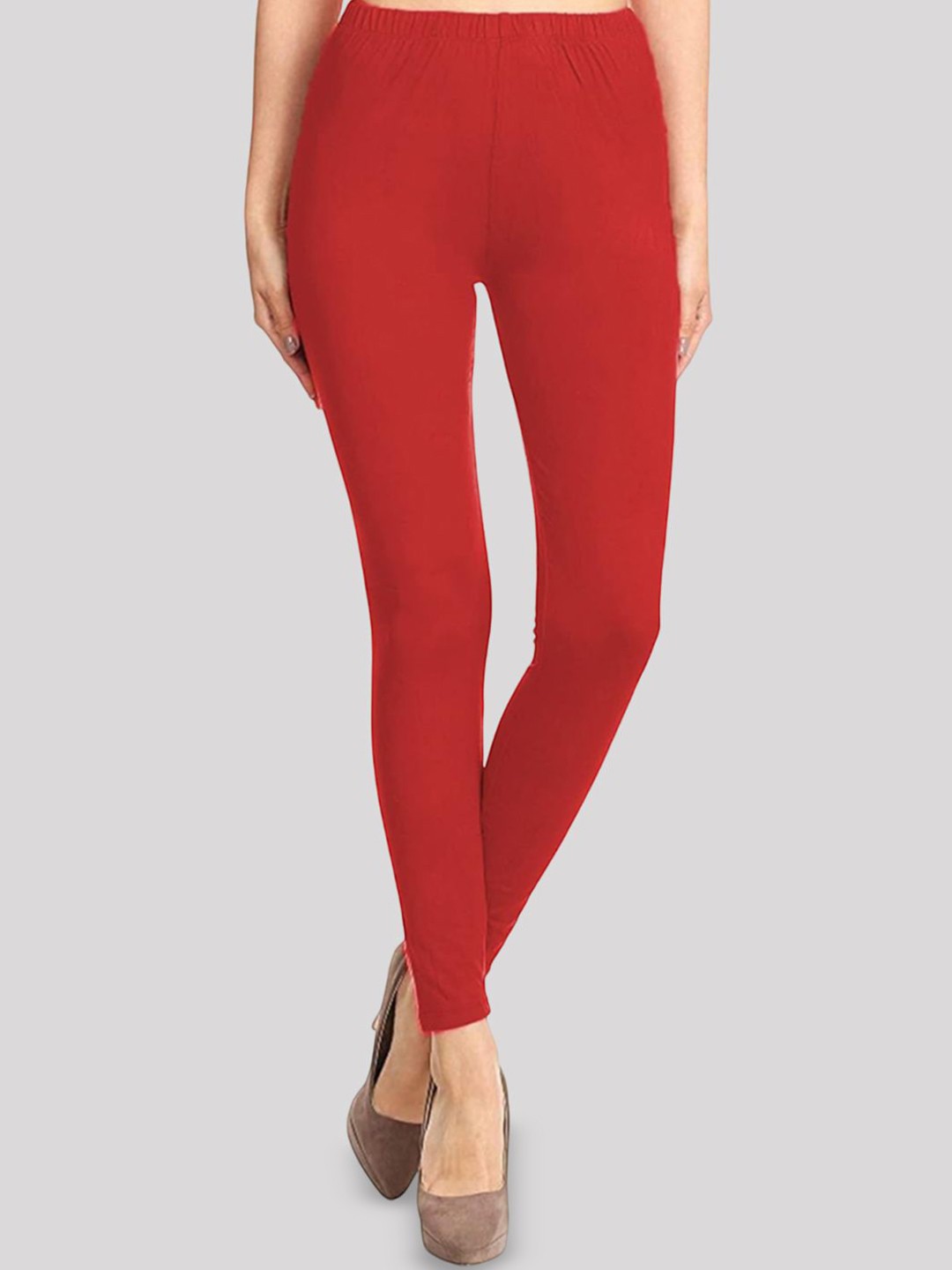 

Jaanvi Slim Fit Stretch Ankle Length Leggings, Red