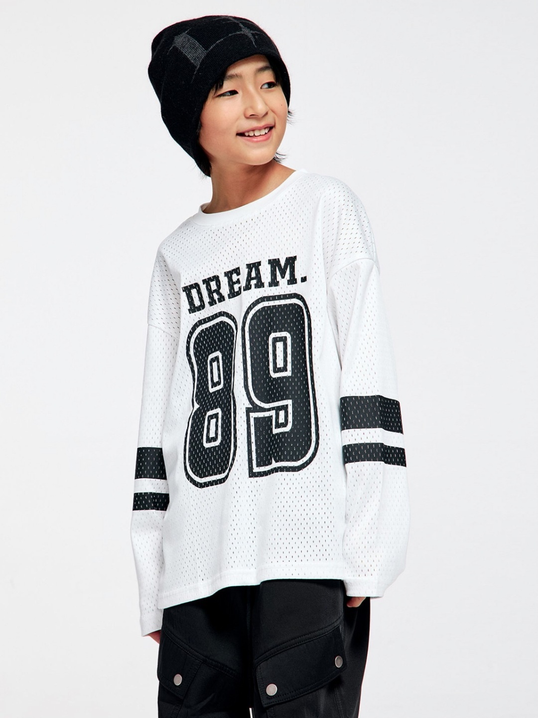 

LULU & SKY Boys Varsity Printed Round Neck Oversized T-shirt, White