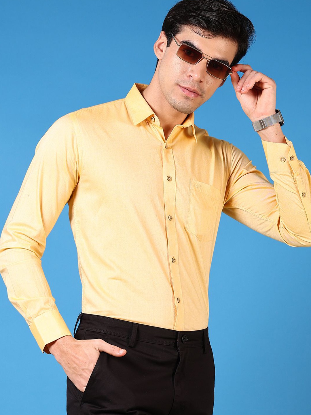 

V-Mart Men Opaque Casual Shirt, Yellow