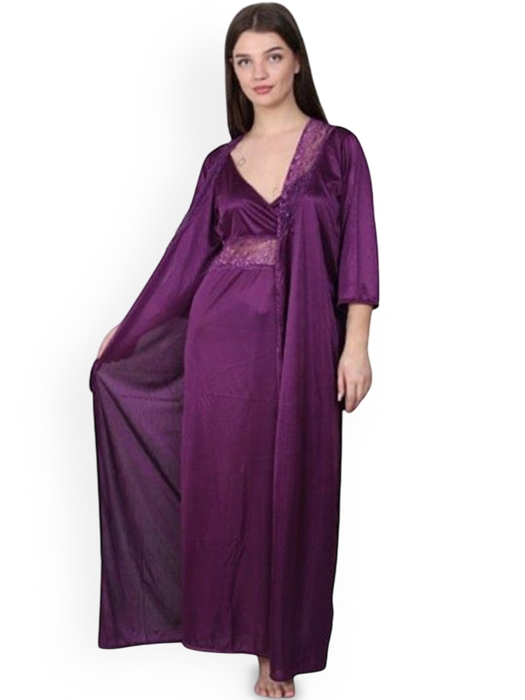

Beera Maxi Nightdress With Robe, Purple