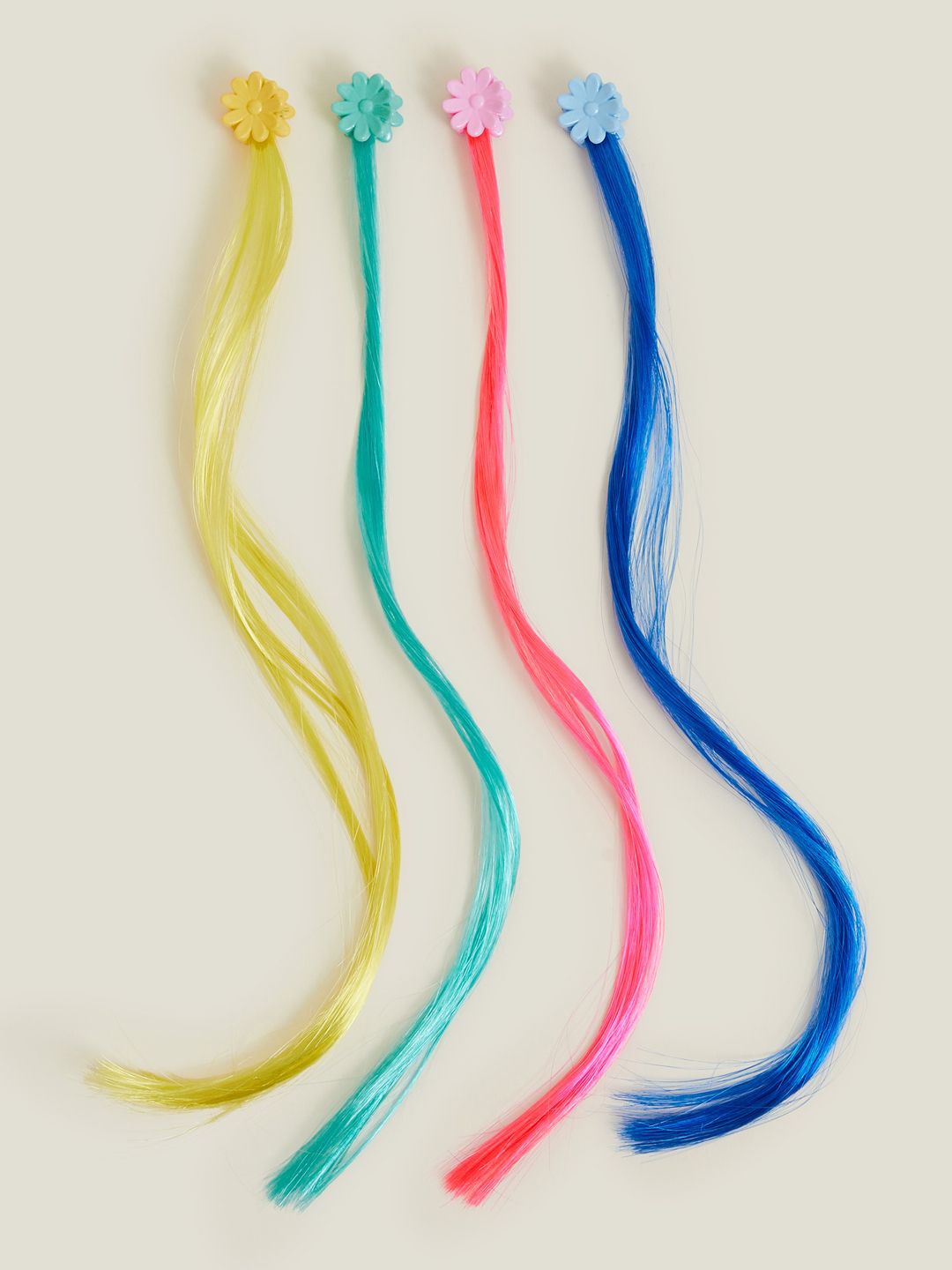 

Accessorize 4 Pcs Girls Faux Hair Claw Clips, Multi