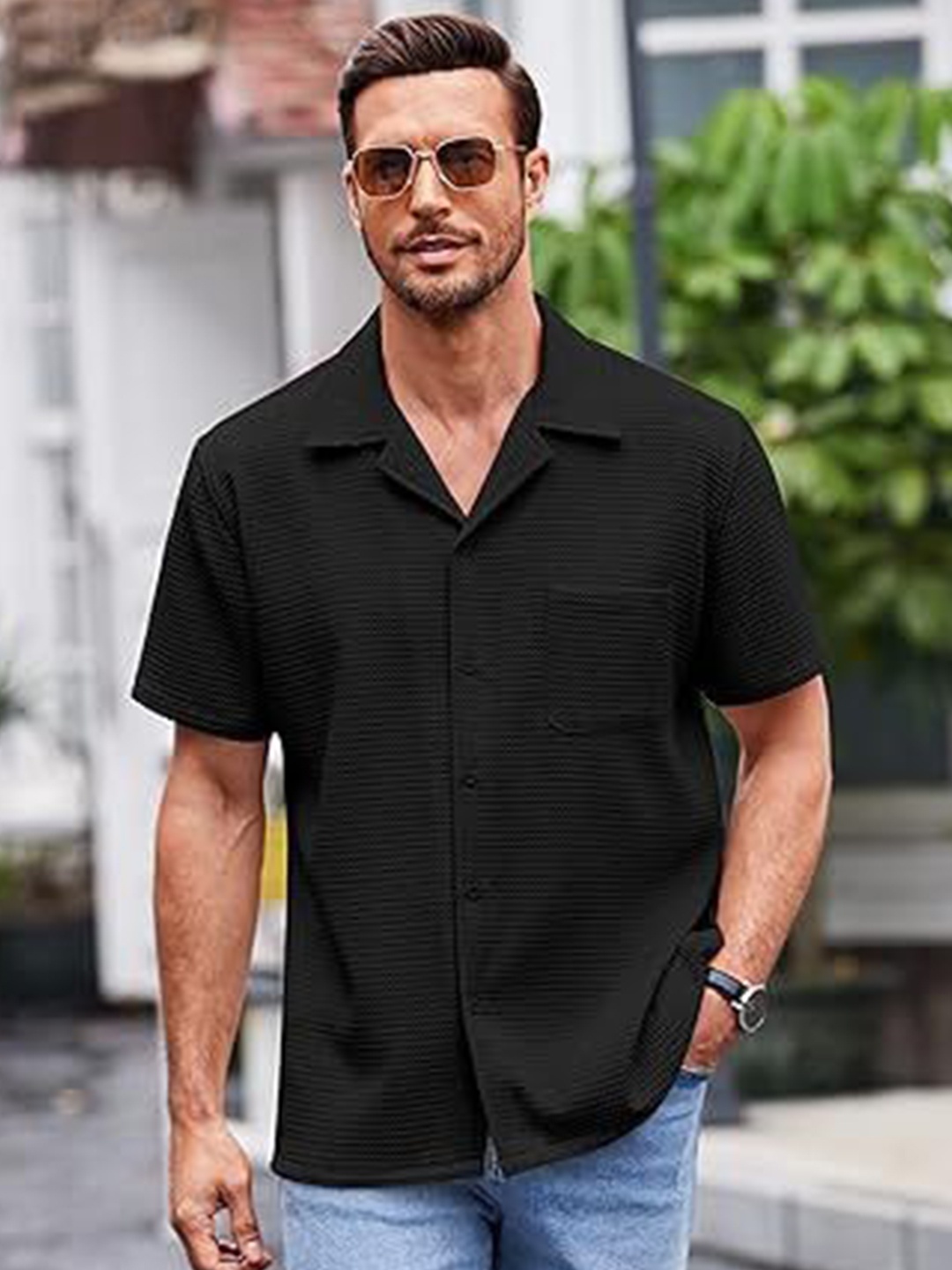 

Colorchakra Men Opaque Casual Shirt, Black