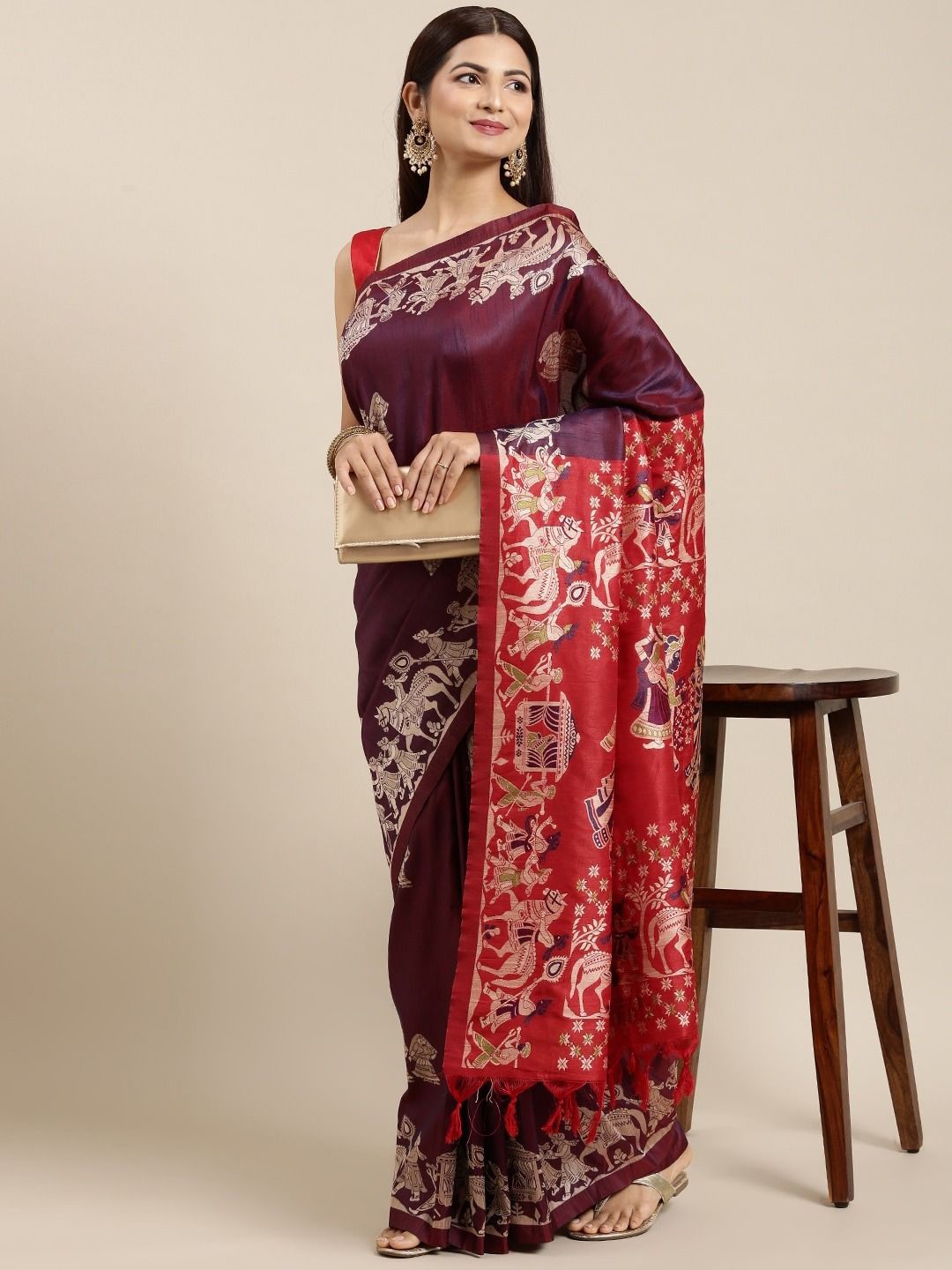 

DIVASTRI Woven Design Zari Saree, Purple