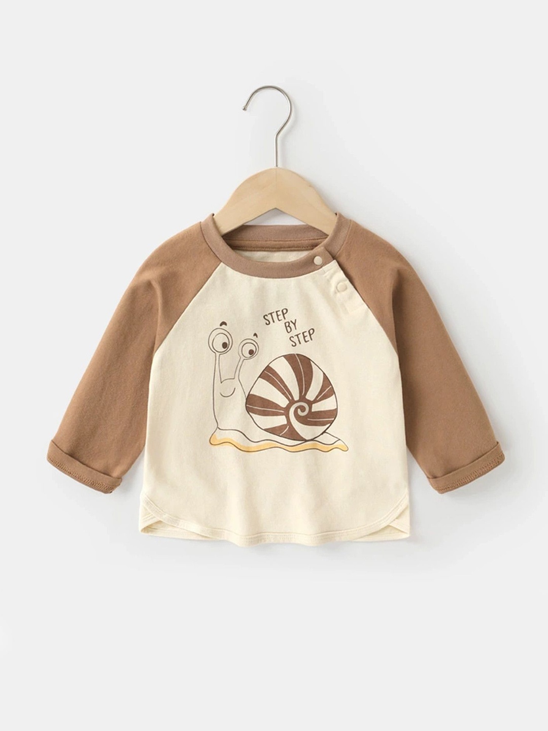 

LULU & SKY Girls Graphic Printed Round Neck Cotton T-shirt, Cream