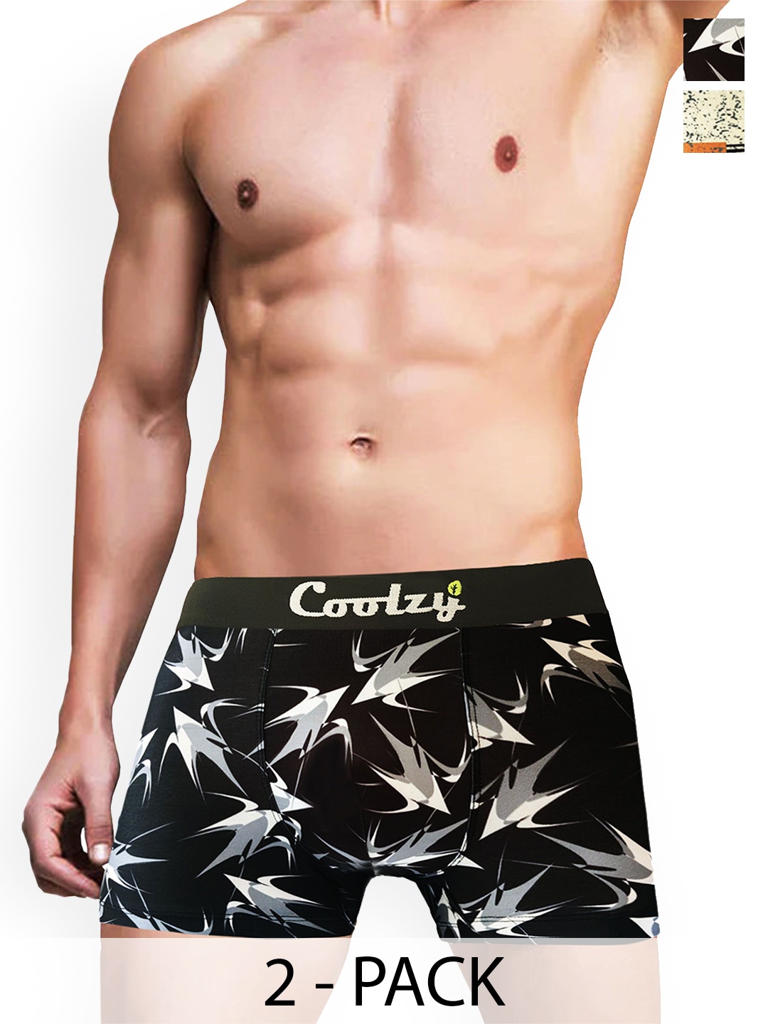 

Coolzy Pack Of 2 Printed Trunk RUCPTN2K009-S, Black