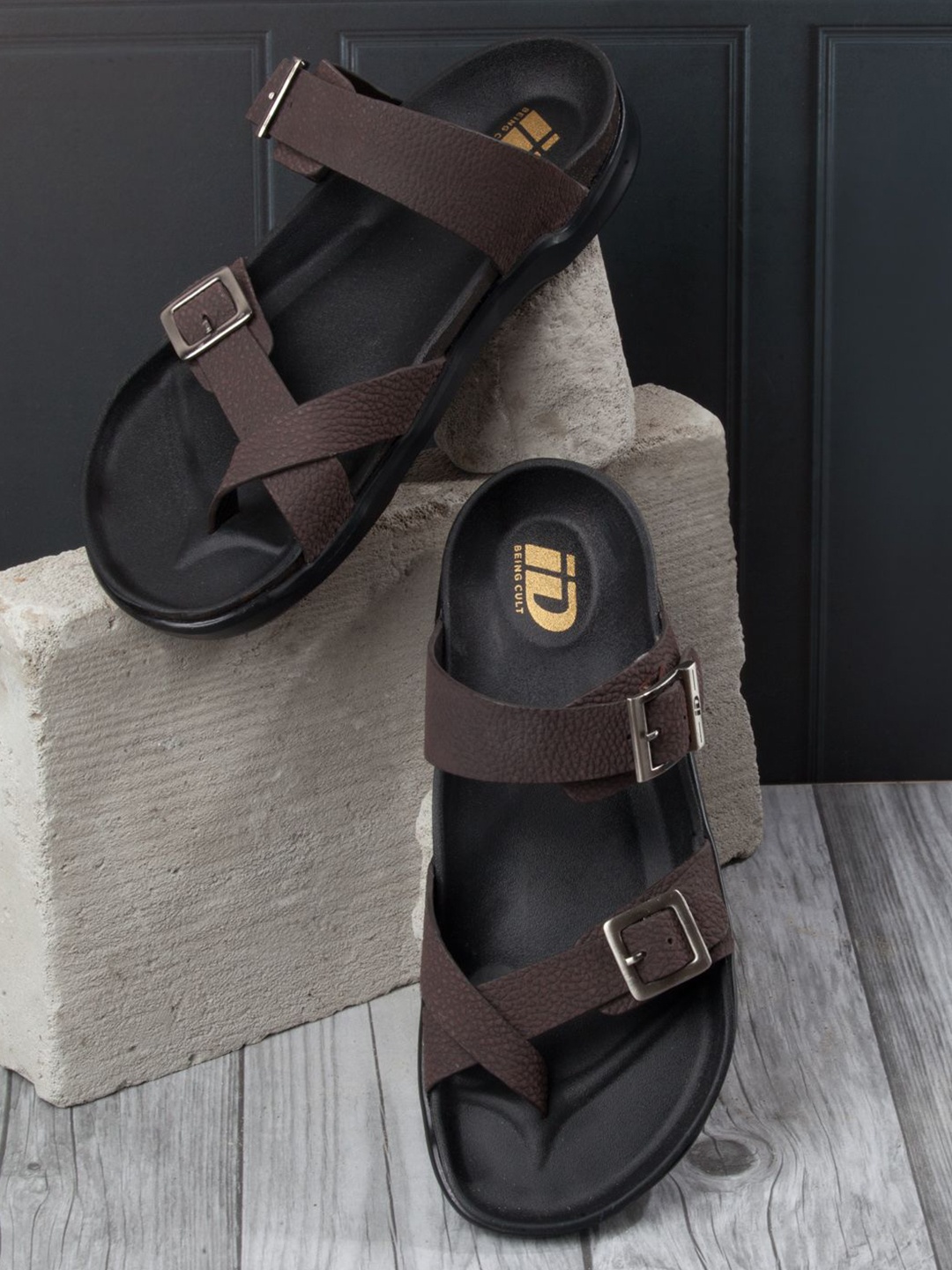 

ID Men Leather Comfort Sandals, Brown