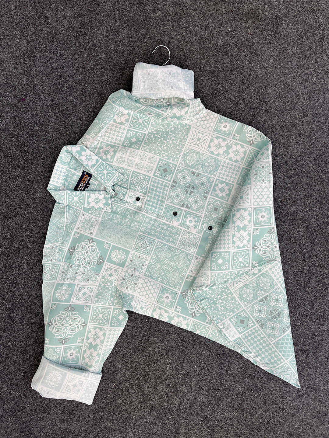 

iCome Men Micro Checks Opaque Printed Casual Shirt, Green
